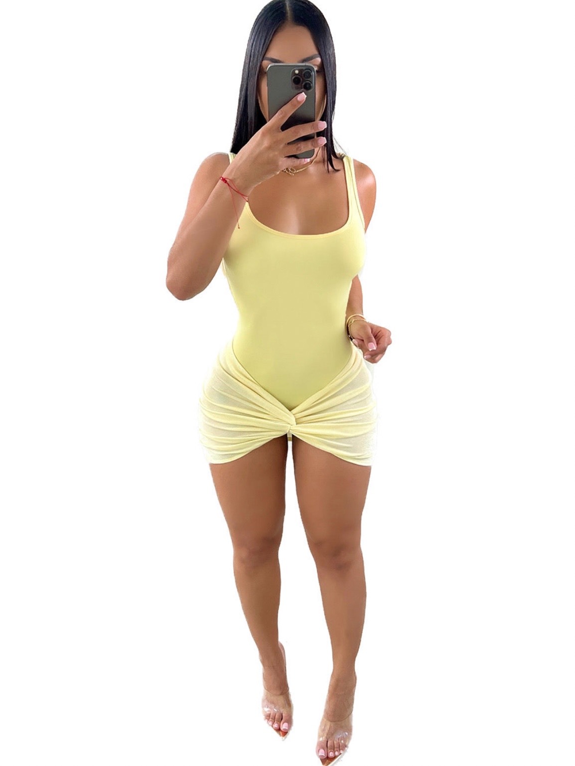 Sleeveless Suspender Jumpsuit Kink Skirt Suit