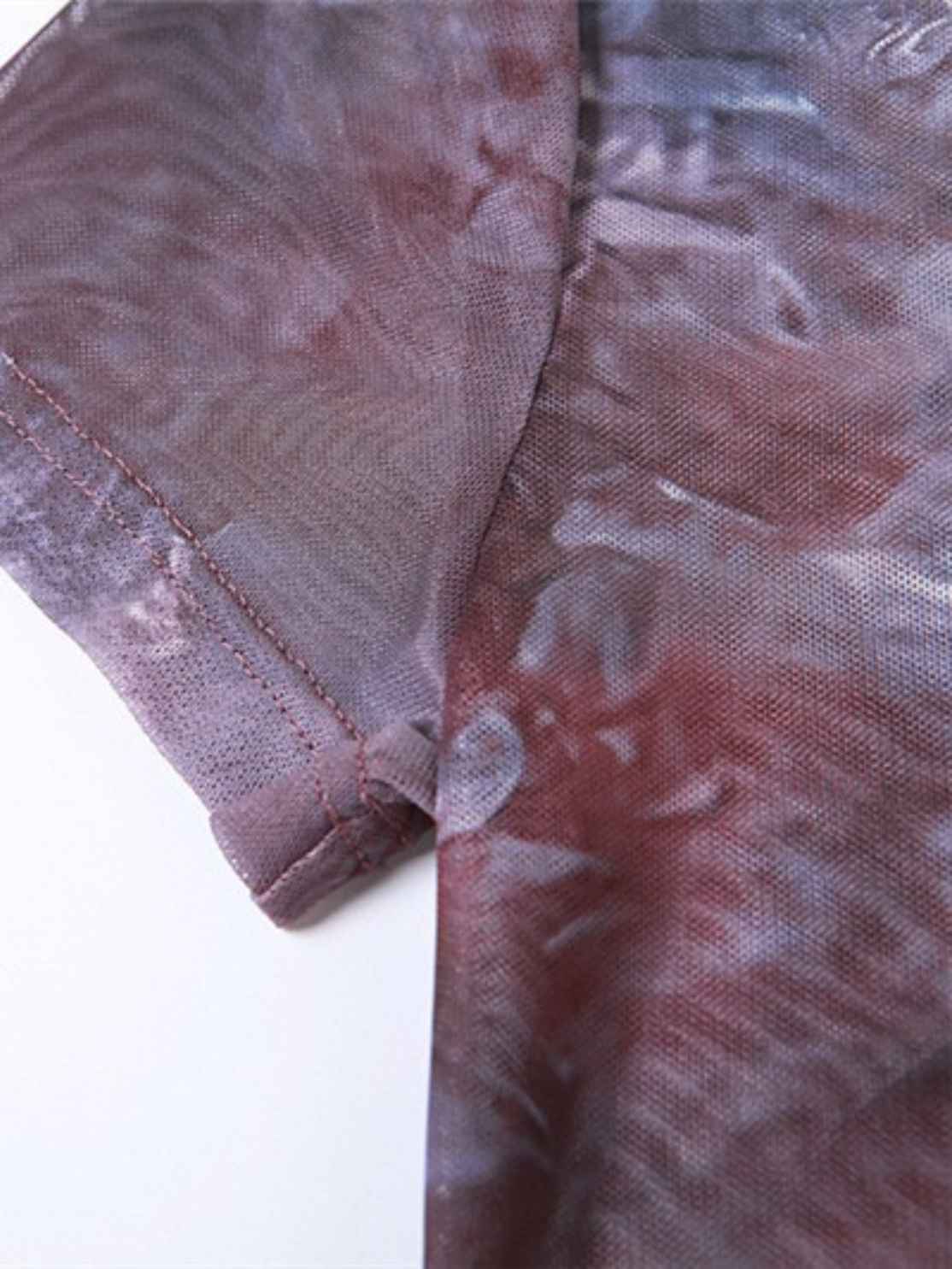 Mesh Printed T-shirt High Waist Skirt Casual Suit