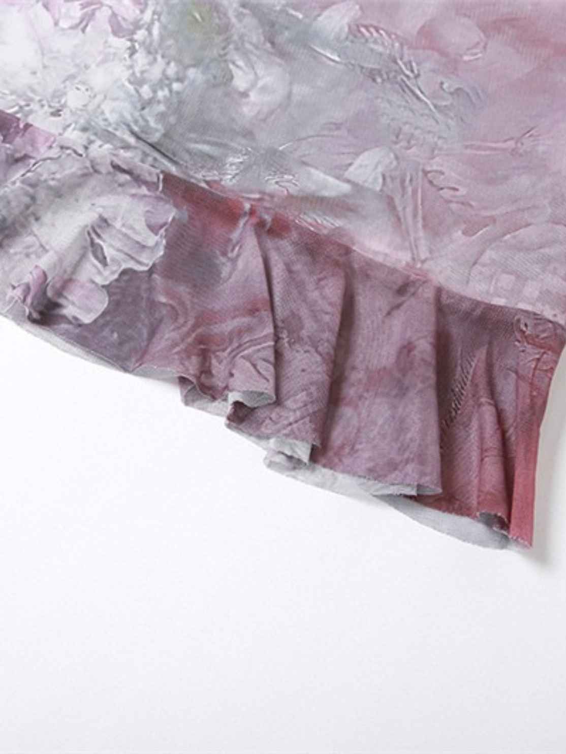 Mesh Printed T-shirt High Waist Skirt Casual Suit