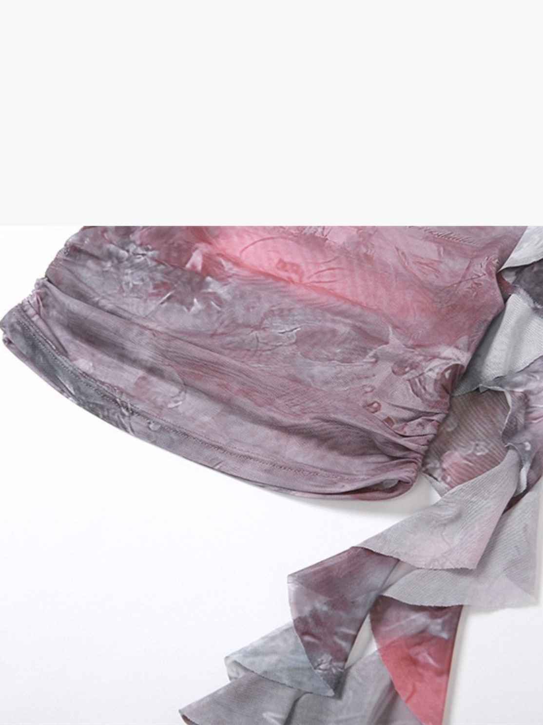 Mesh Printed T-shirt High Waist Skirt Casual Suit