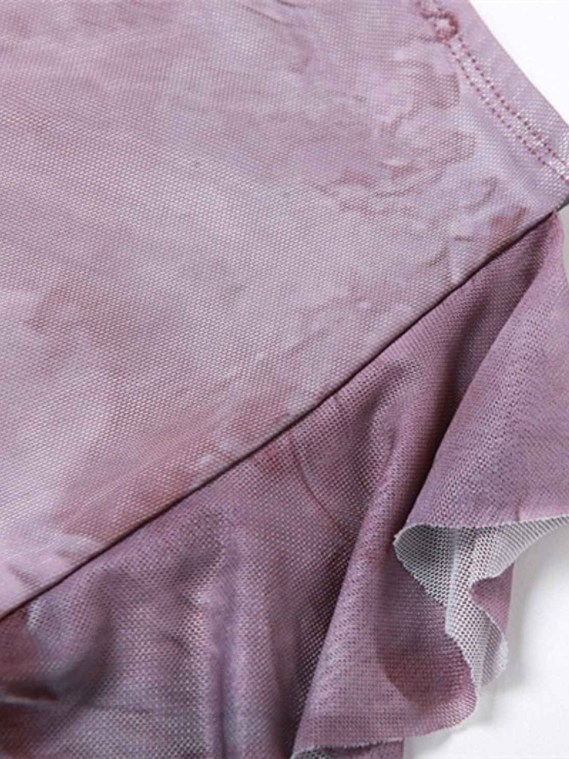 Mesh Printed T-shirt High Waist Skirt Casual Suit