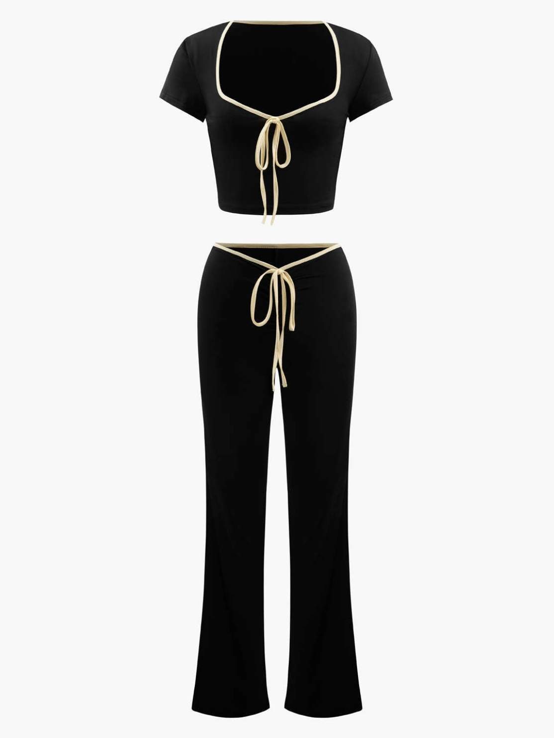 Short-sleeved Square Collar T-shirt Slim Fit Low Waist Trousers Suit