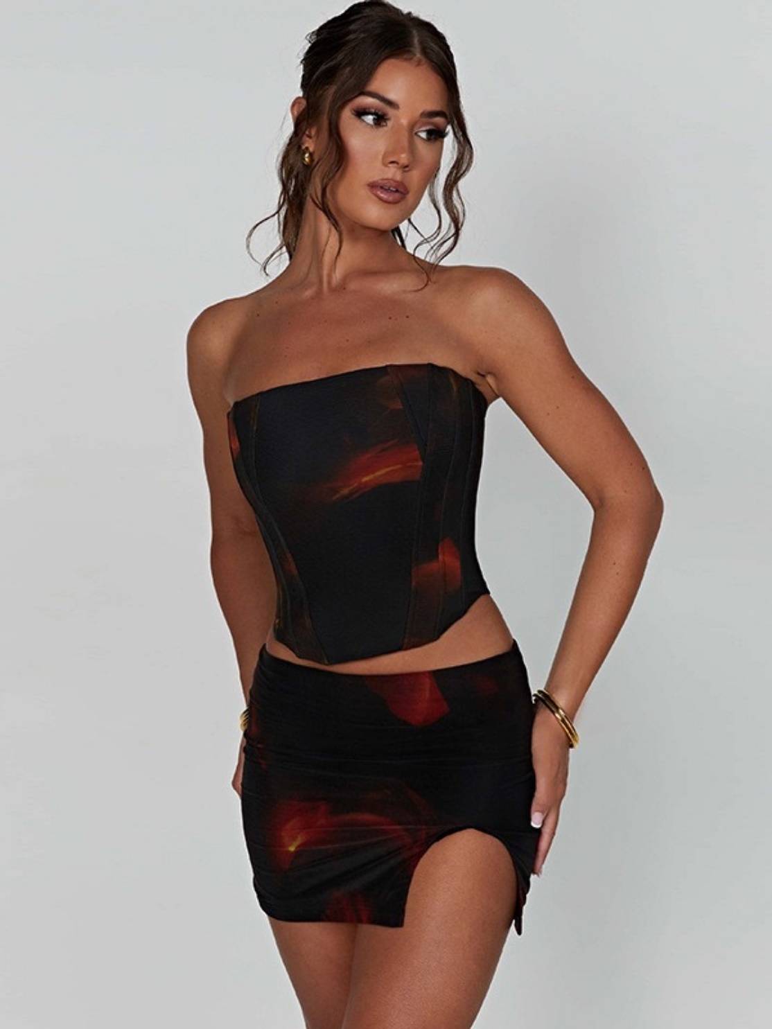 Wrapped Chest Vest & Skirt Suit