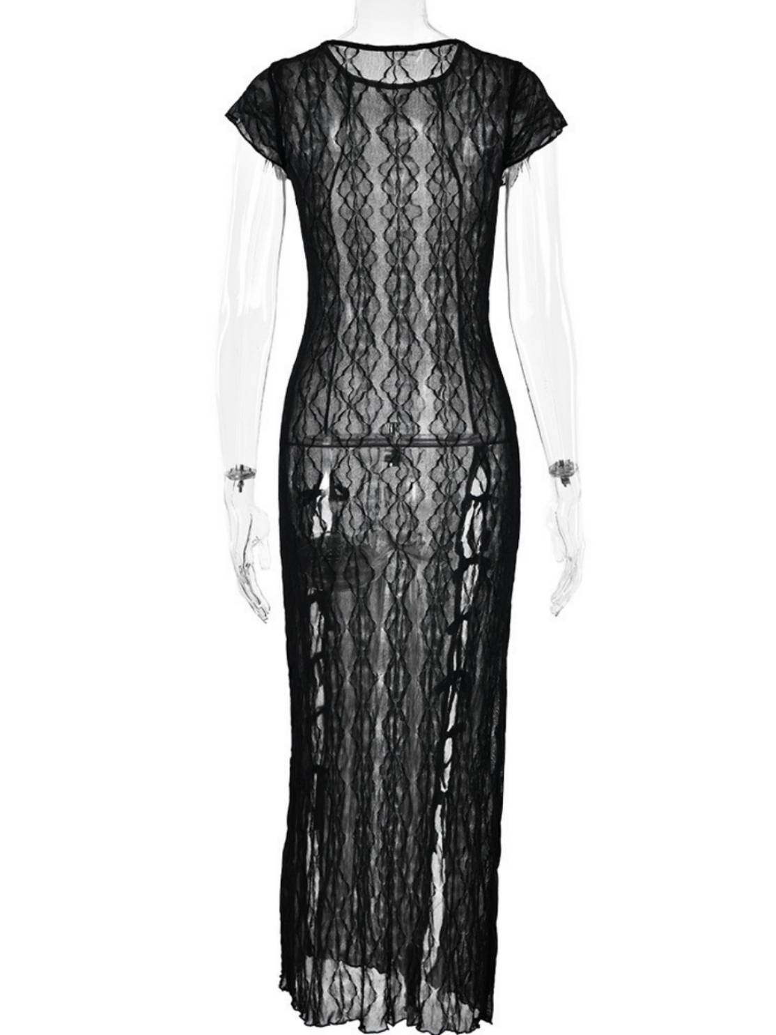 Sexy Hot Girl Round Neck Short-sleeved Slit Dress