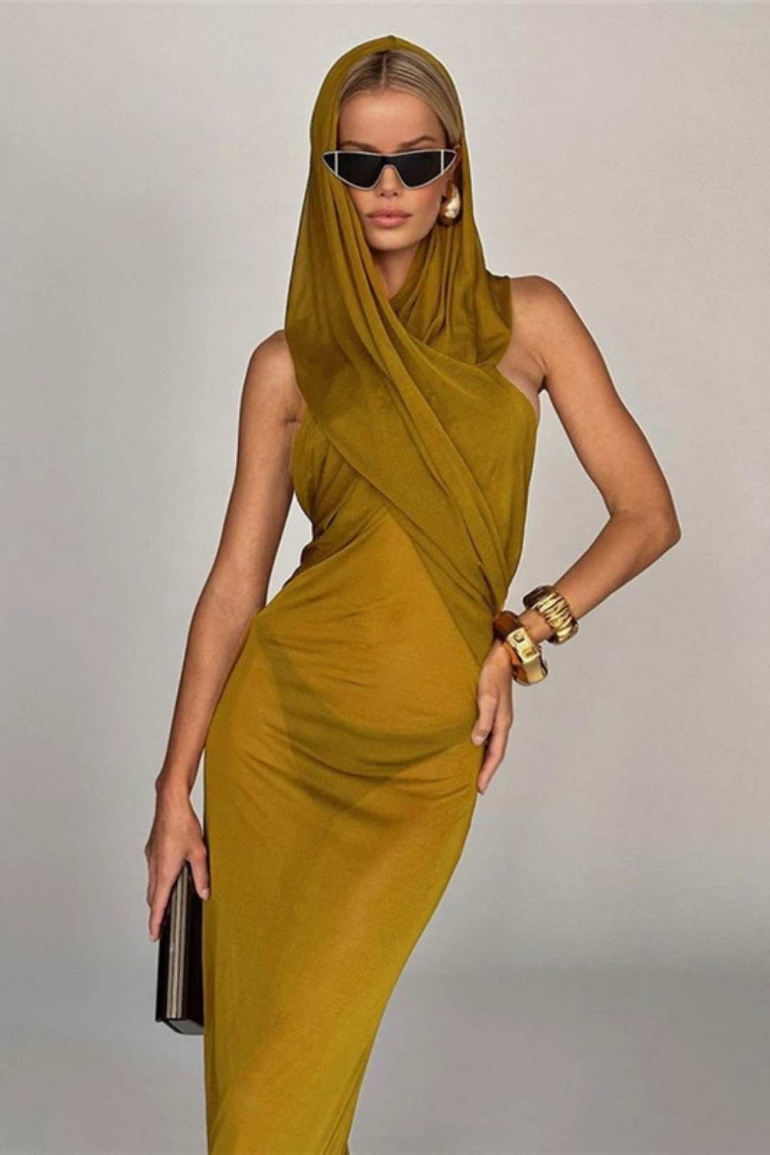 Sleeveless Hooded Sexy Backless High Waist Slim Dress