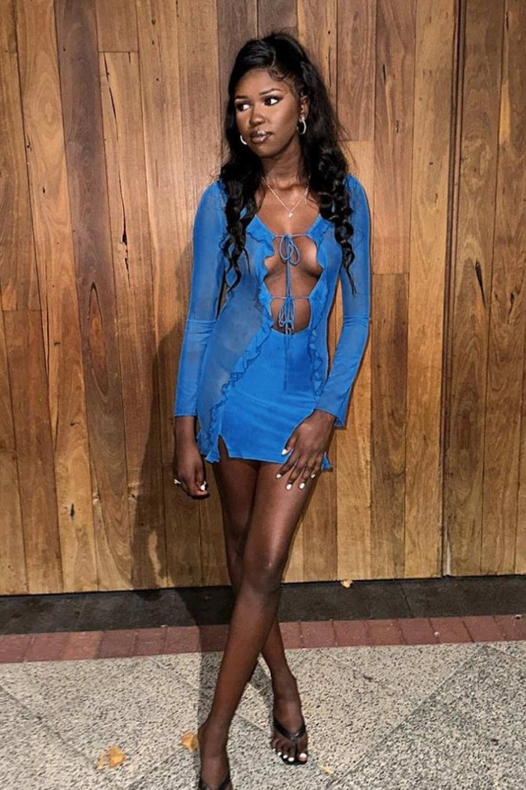 Summer New Hot Girl Slim Long-sleeved Dress