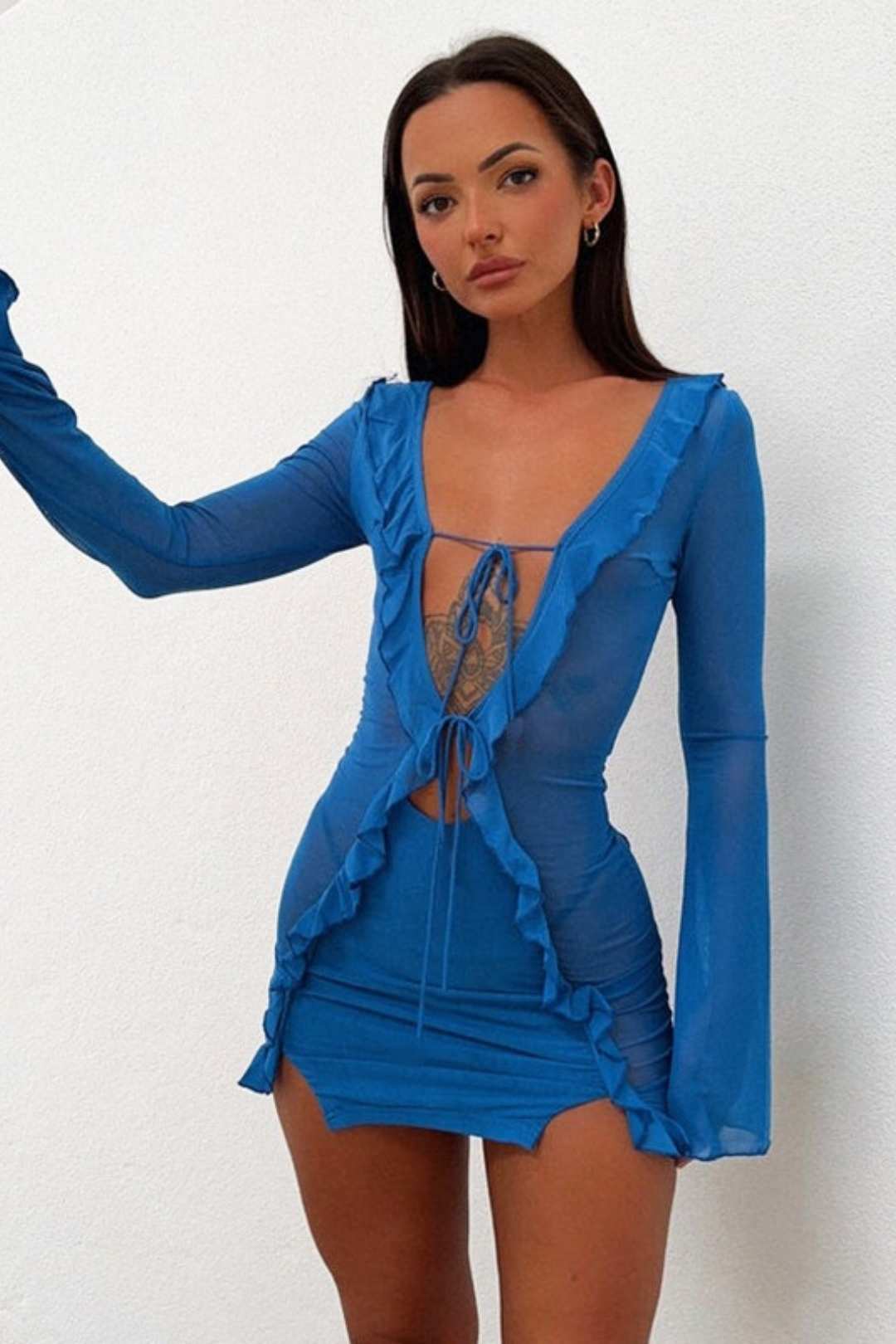 Summer New Hot Girl Slim Long-sleeved Dress