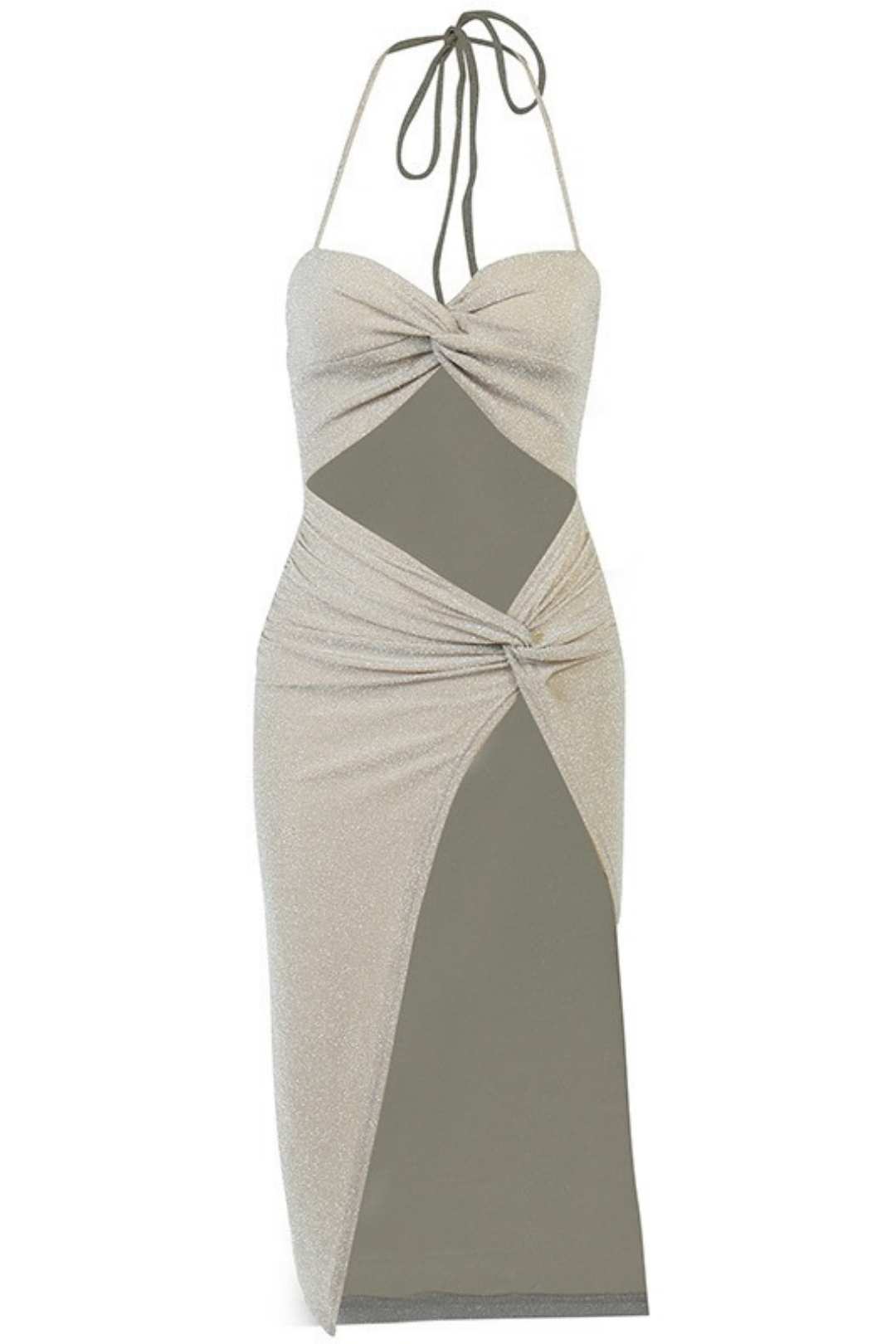 Hottie Style Suspender Cross Hollow Slit Gold And Silver Dress