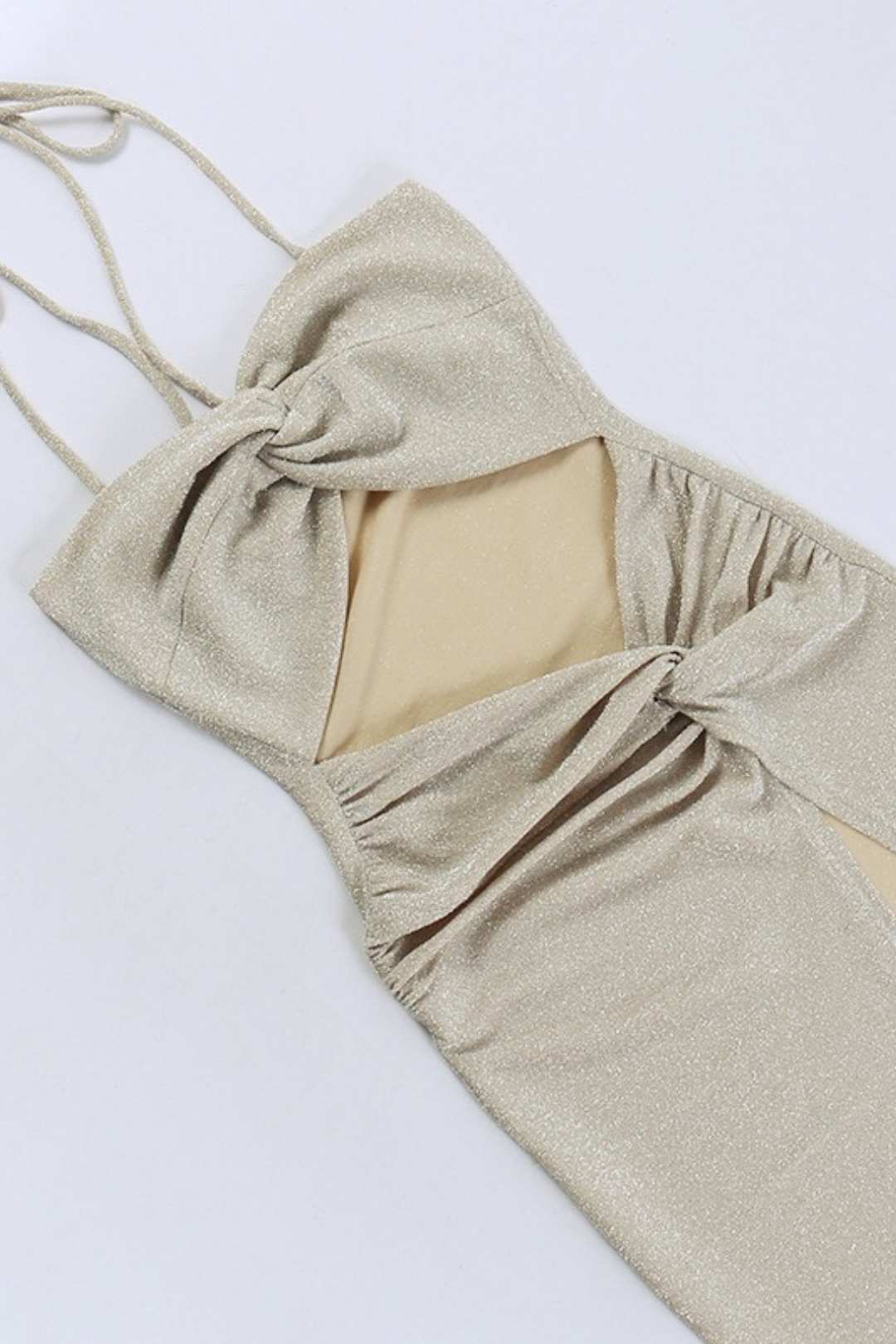 Hottie Style Suspender Cross Hollow Slit Gold And Silver Dress