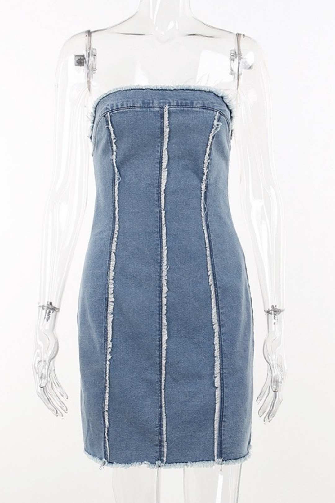 Sexy Slim Fit Ripped Top Denim Tube Top Hip Dress
