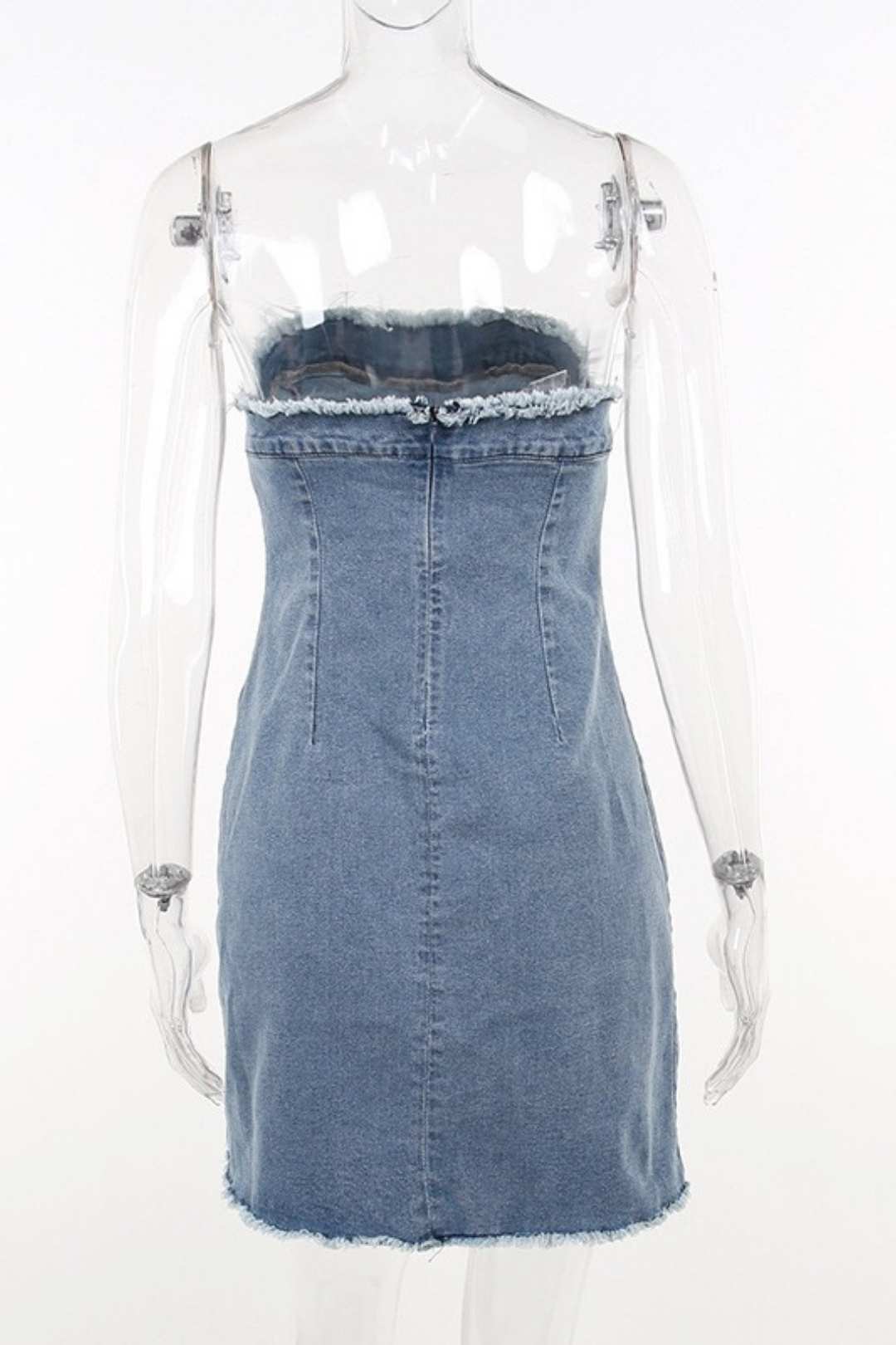 Sexy Slim Fit Ripped Top Denim Tube Top Hip Dress