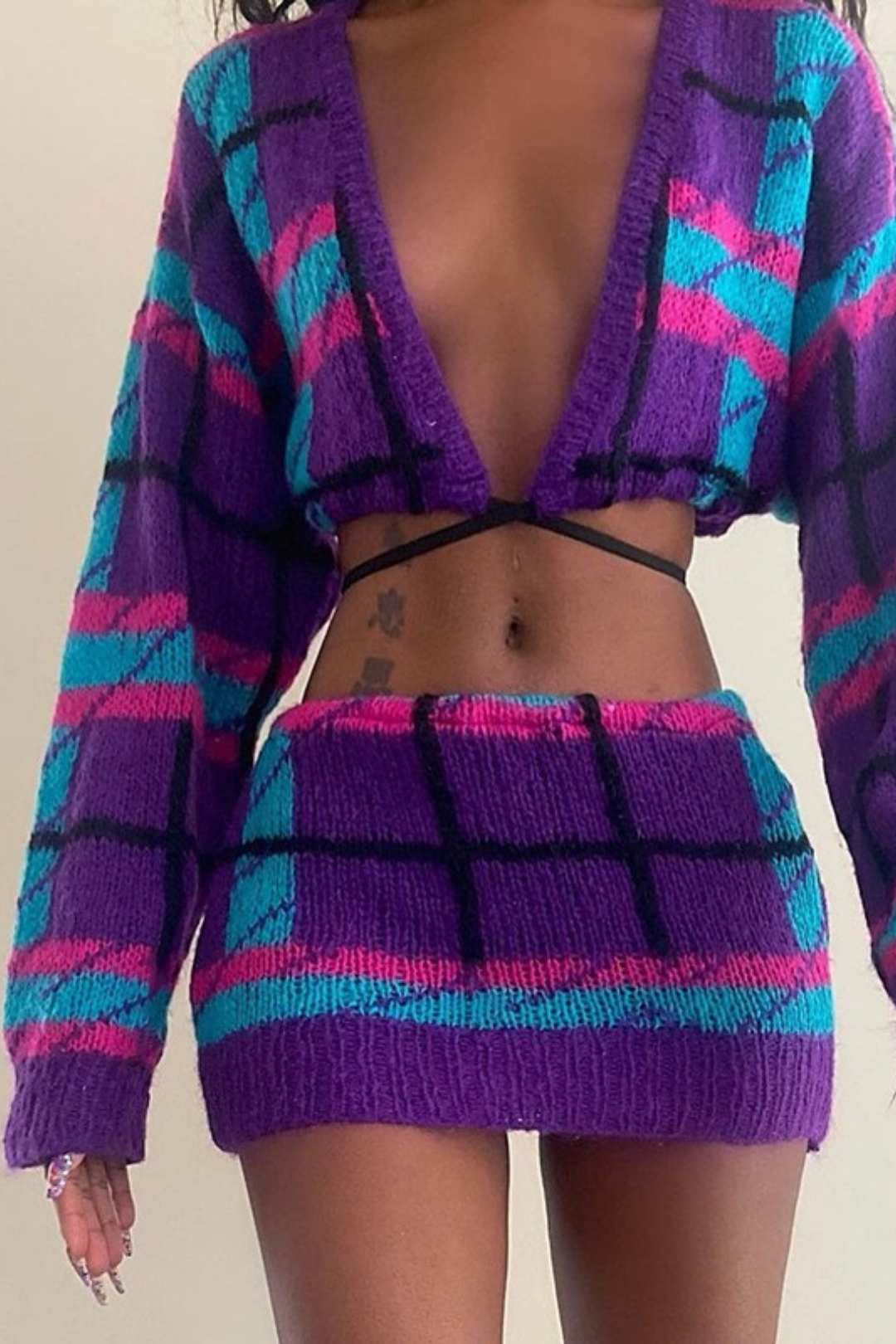 Long-sleeved Top Slim Skirt Su