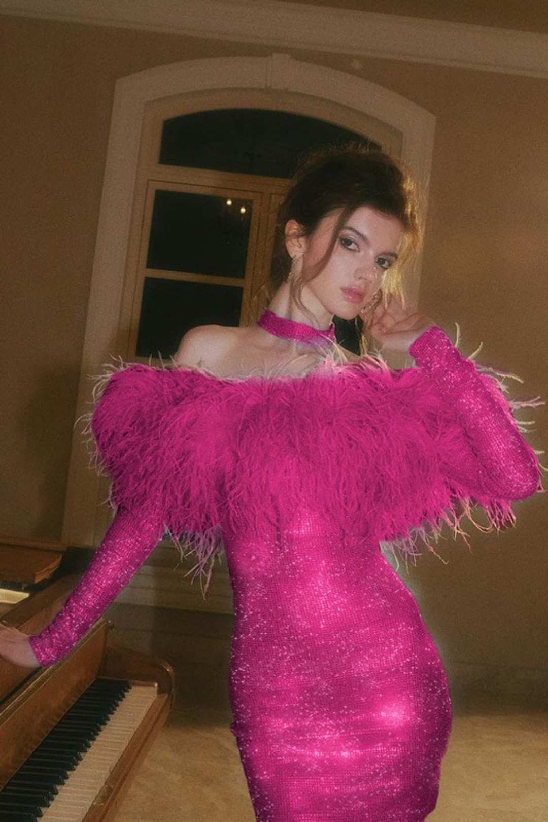 Sparkling Long-sleeved Dress