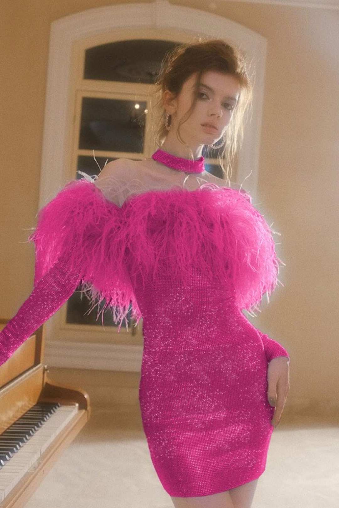 Sparkling Long-sleeved Dress