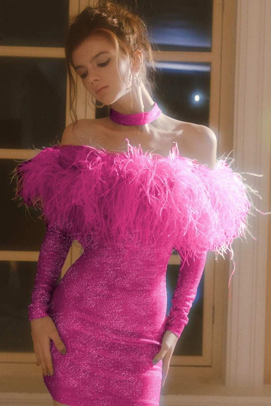 Sparkling Long-sleeved Dress