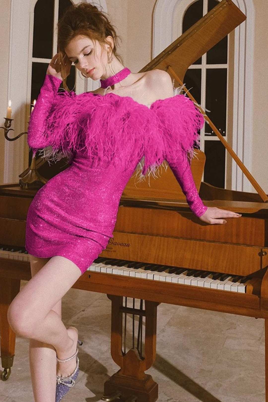 Sparkling Long-sleeved Dress