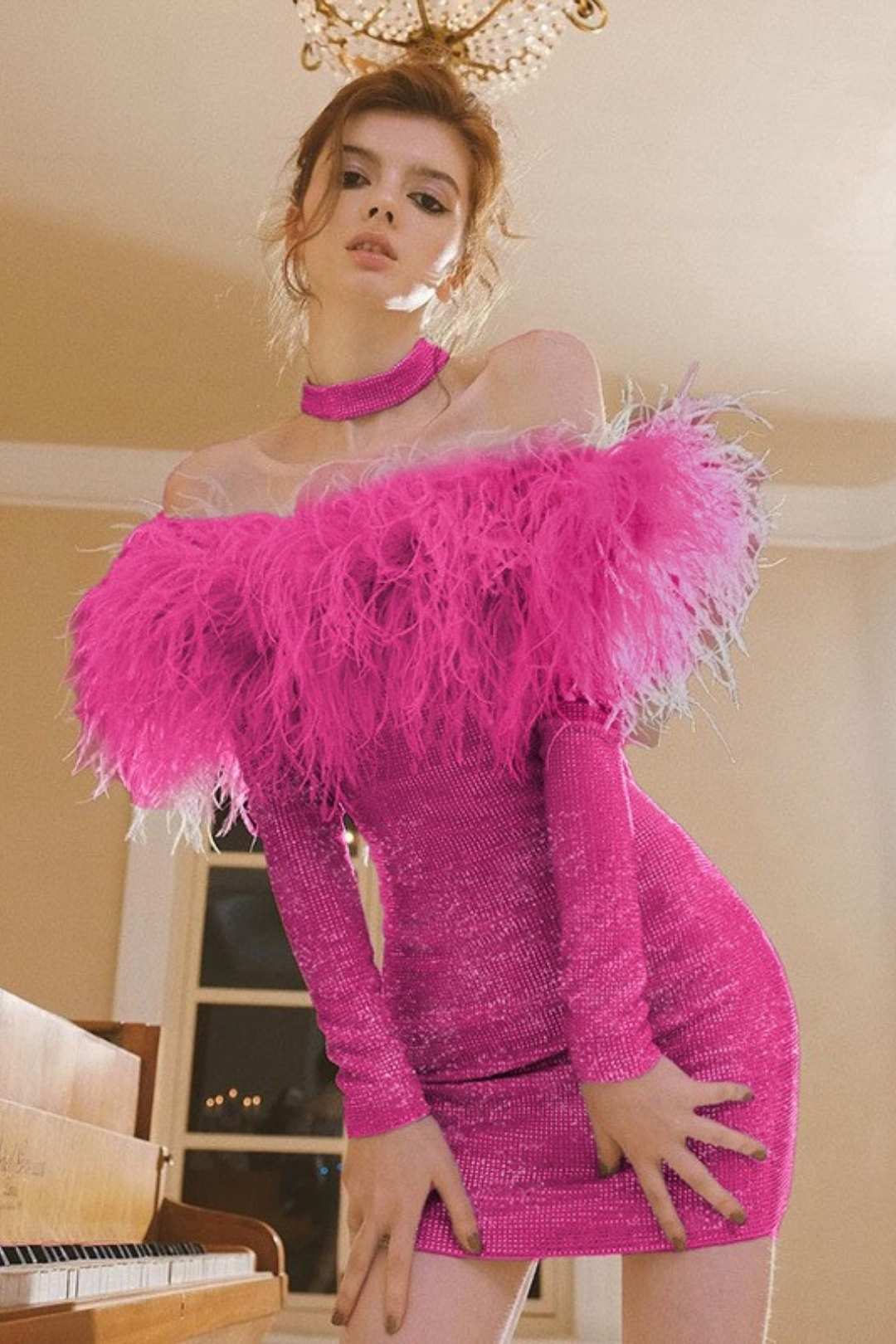 Sparkling Long-sleeved Dress