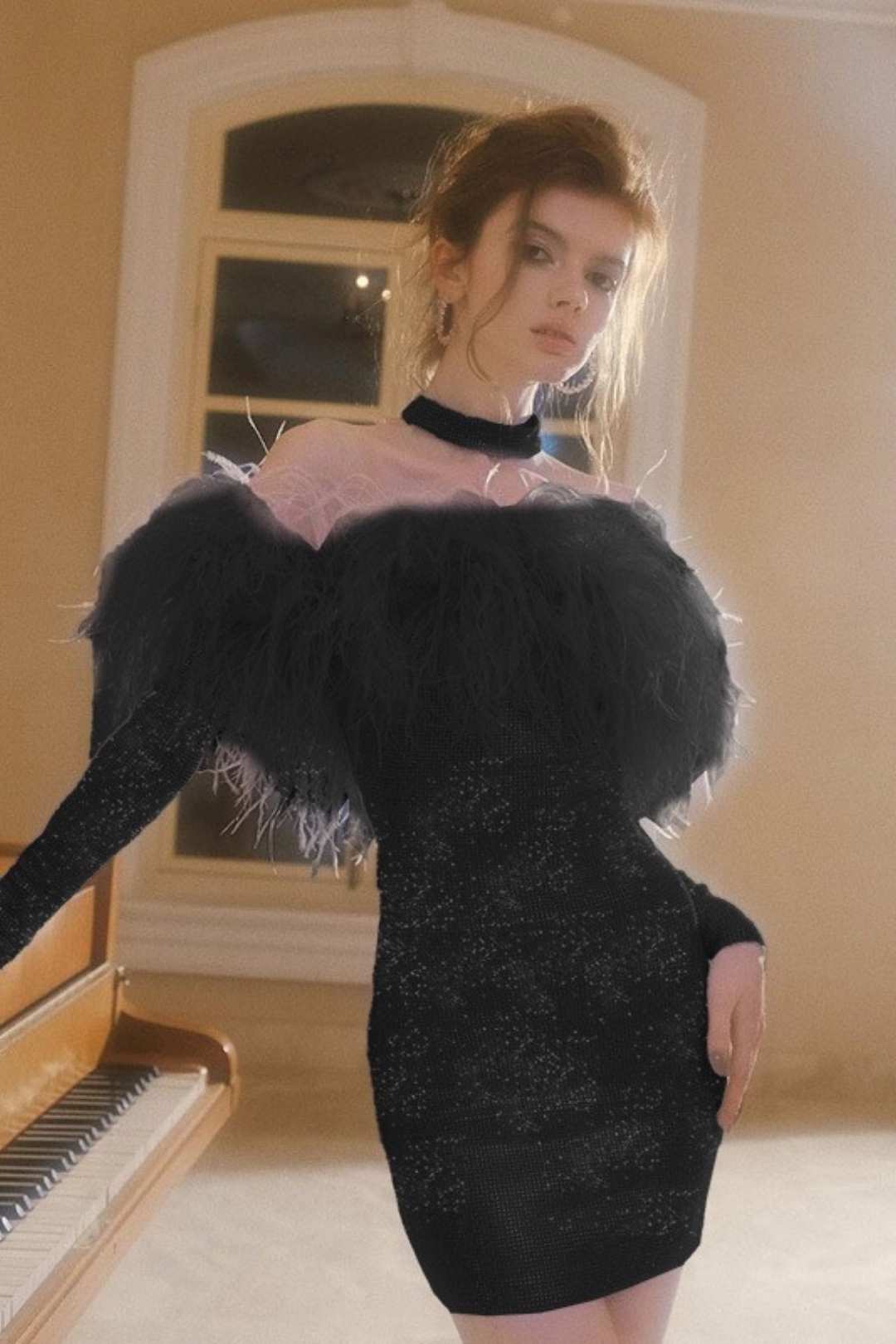 Sparkling Long-sleeved Dress