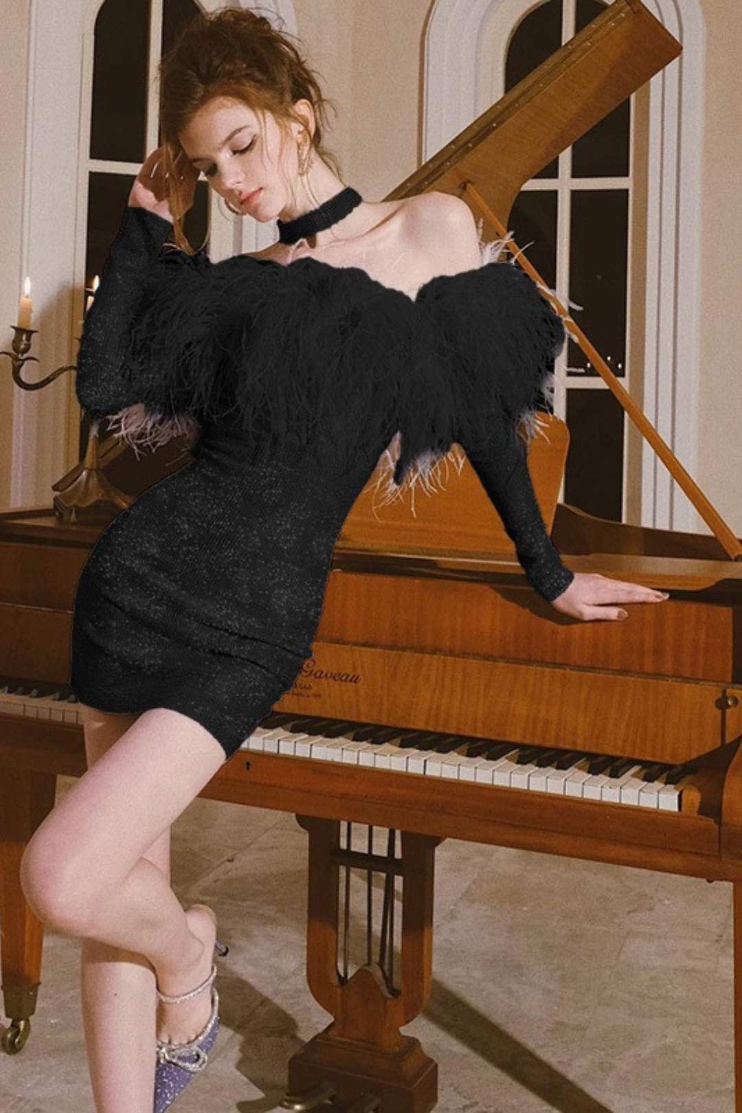 Sparkling Long-sleeved Dress