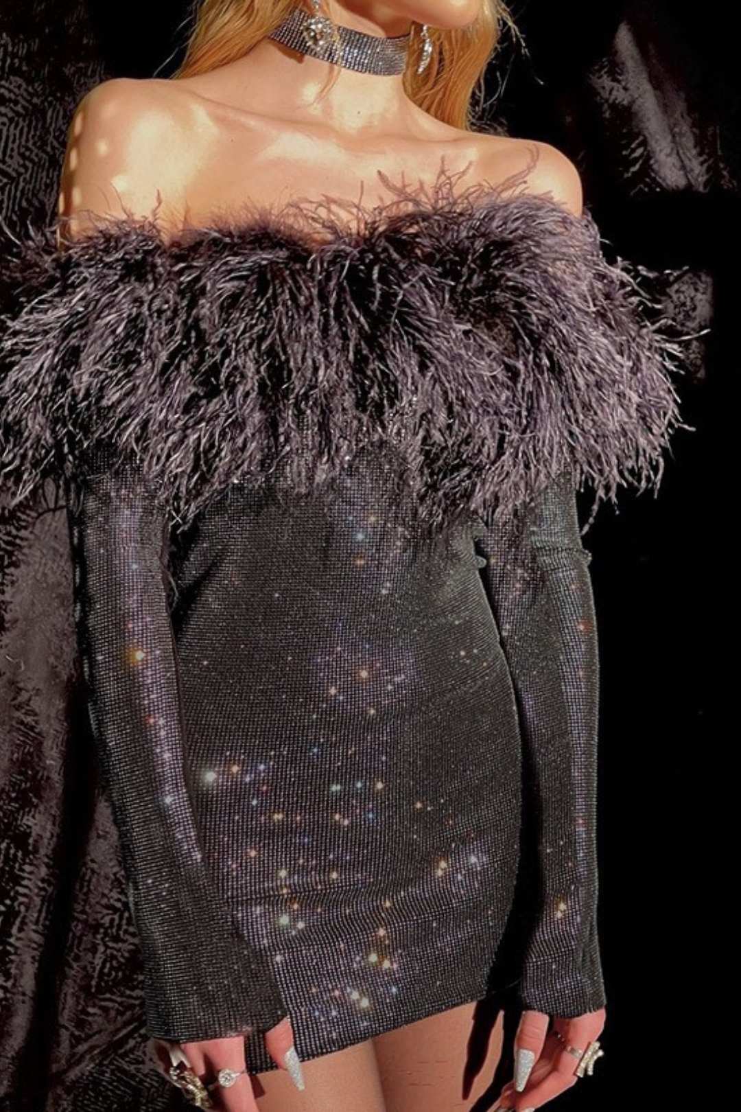 Sparkling Long-sleeved Dress