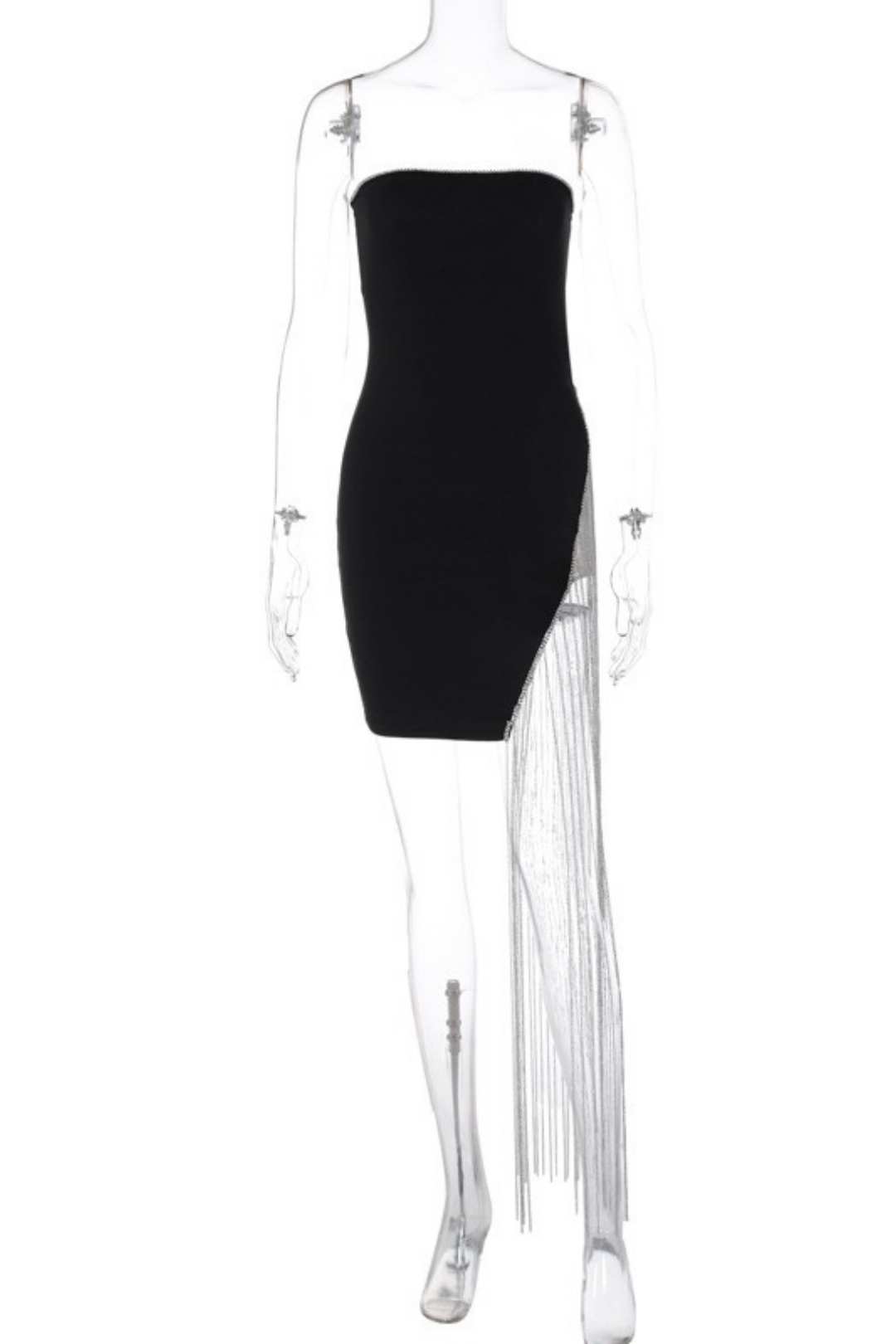 Solid Color Chest Wrap Royal Sister Style Stitching Tassel Split Dress