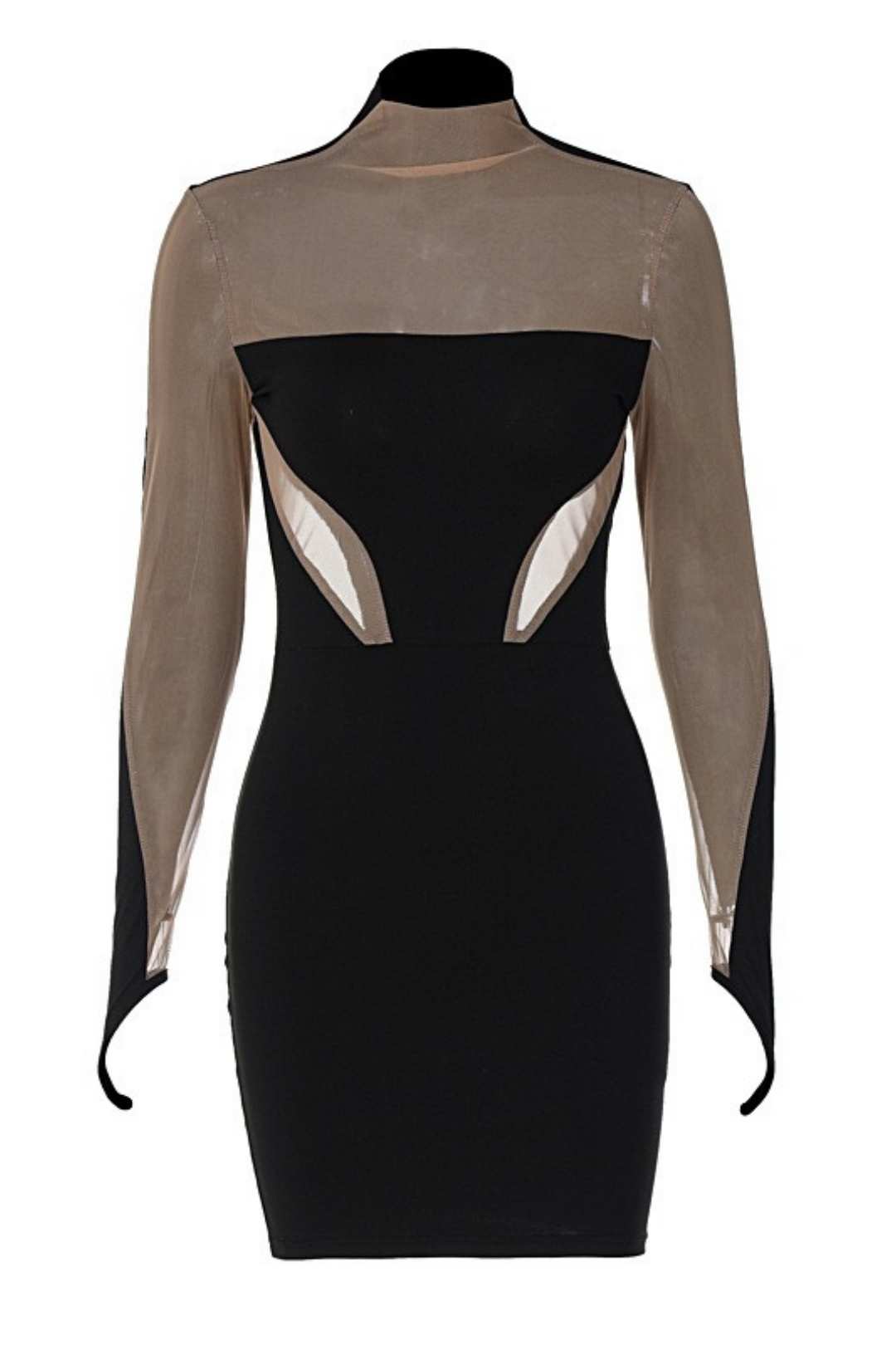 Hot Girl Long-sleeved Stitching Sexy Fashion Hip-hugging Dress