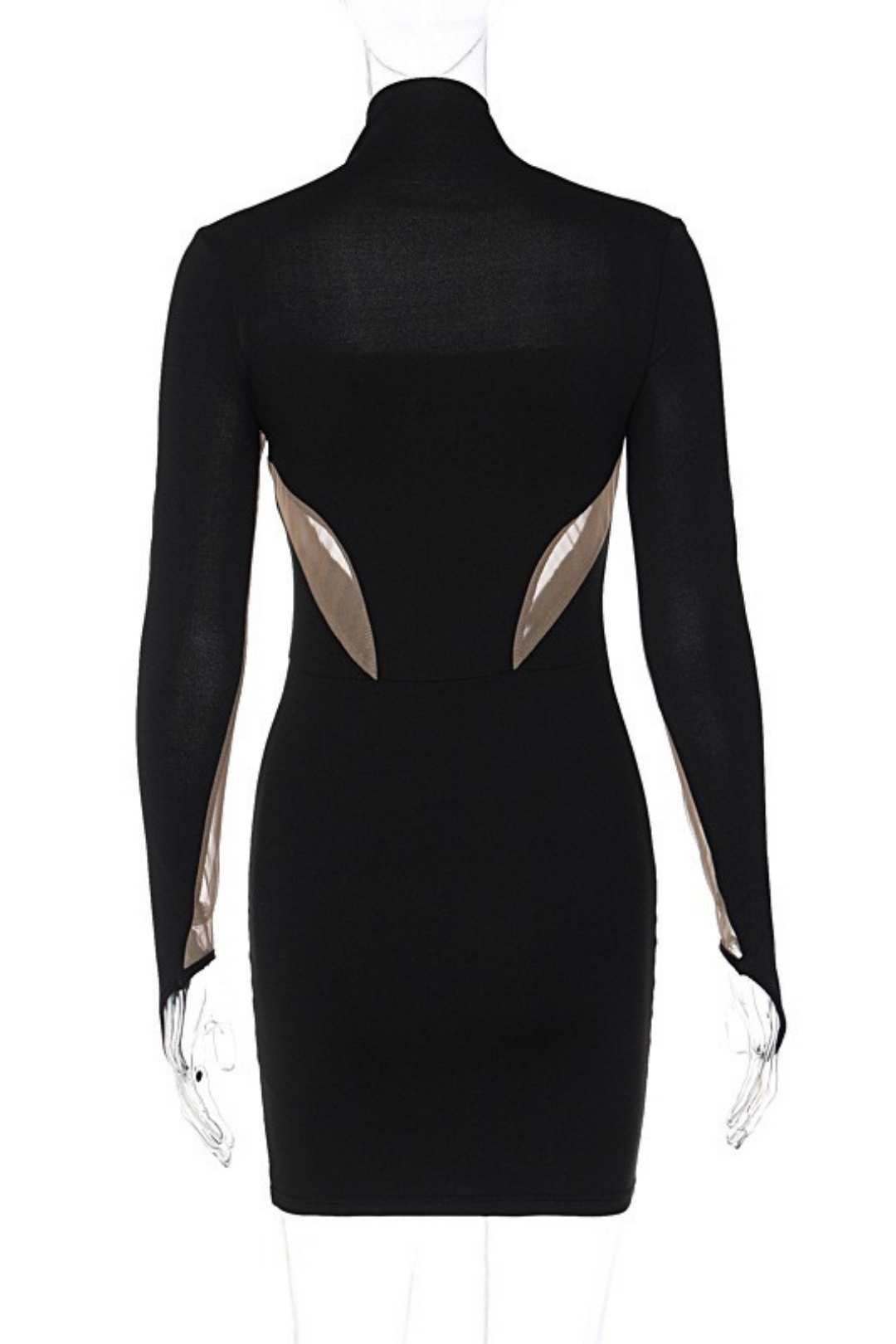 Hot Girl Long-sleeved Stitching Sexy Fashion Hip-hugging Dress