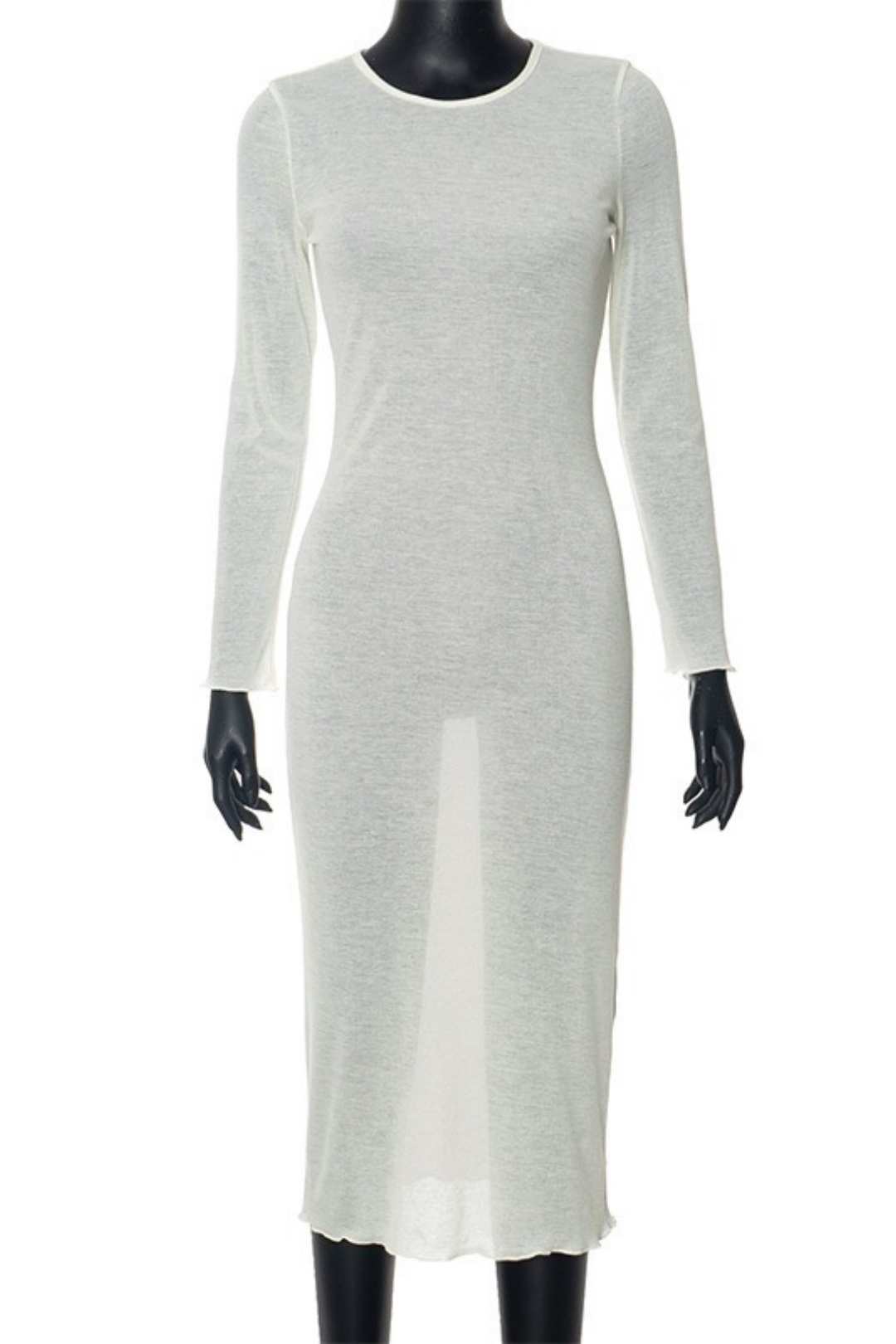 Long Sleeve Wave Edge Basic Casual Dress