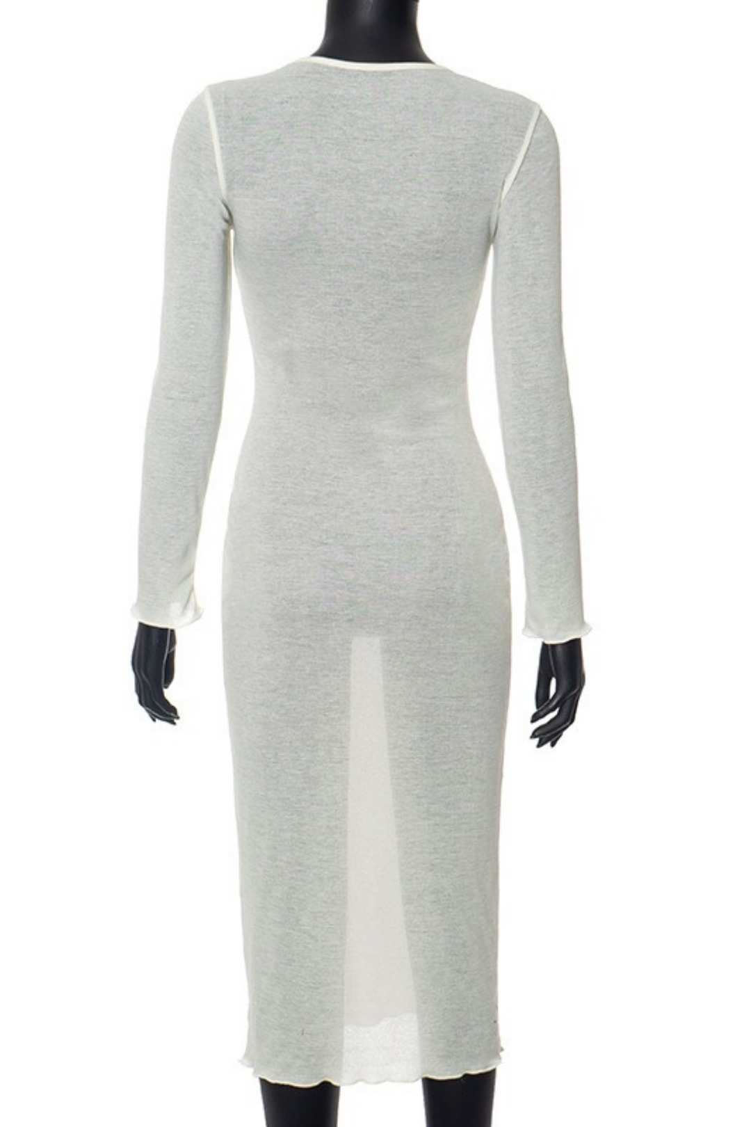 Long Sleeve Wave Edge Basic Casual Dress