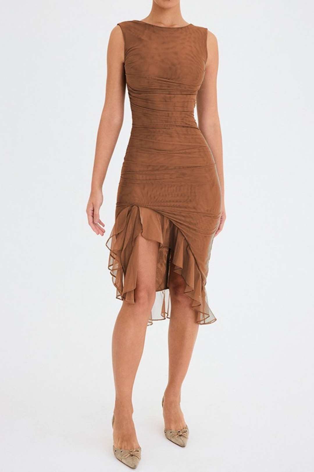 Tight Backless Pleated Midi Skirt