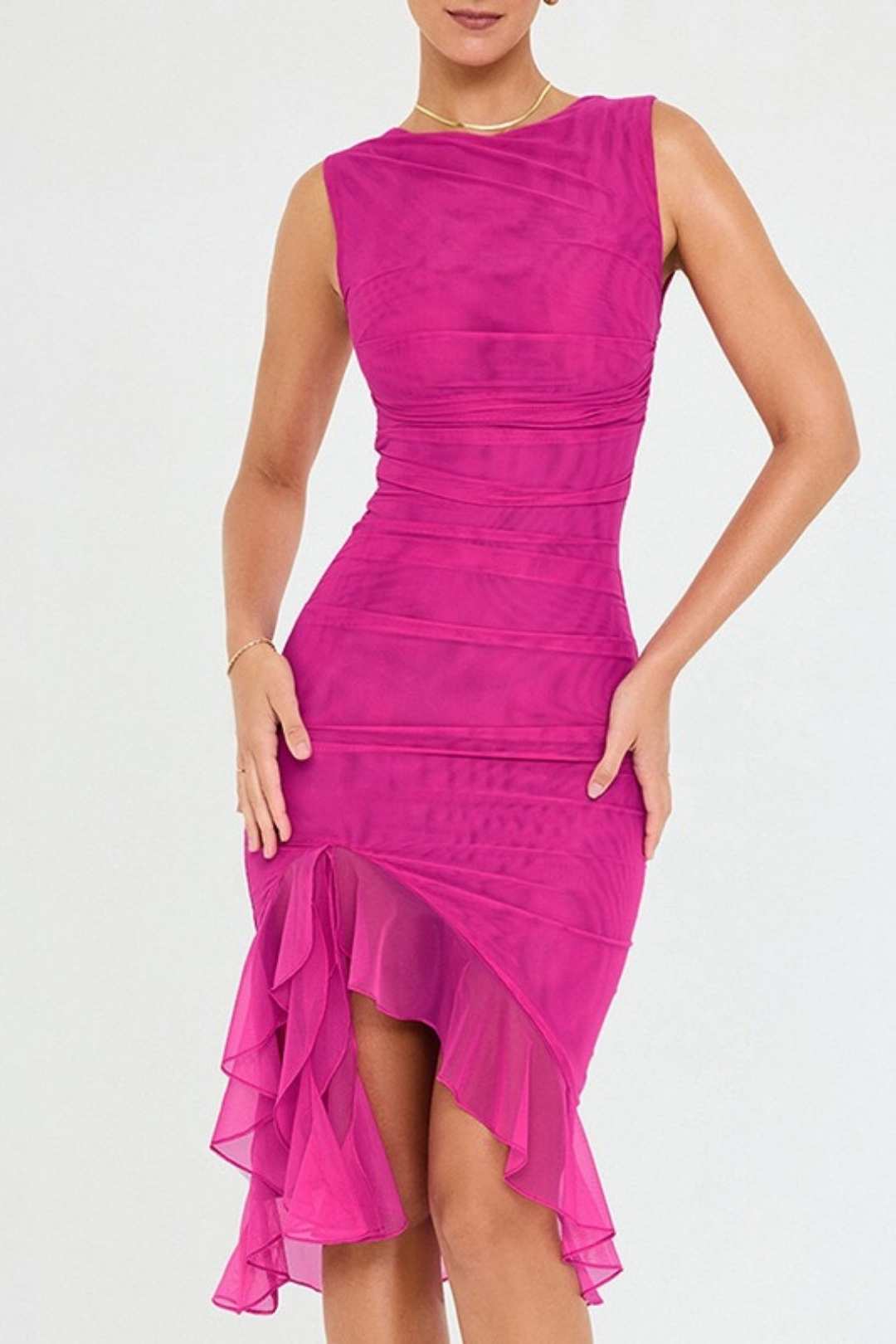 Tight Backless Pleated Midi Skirt