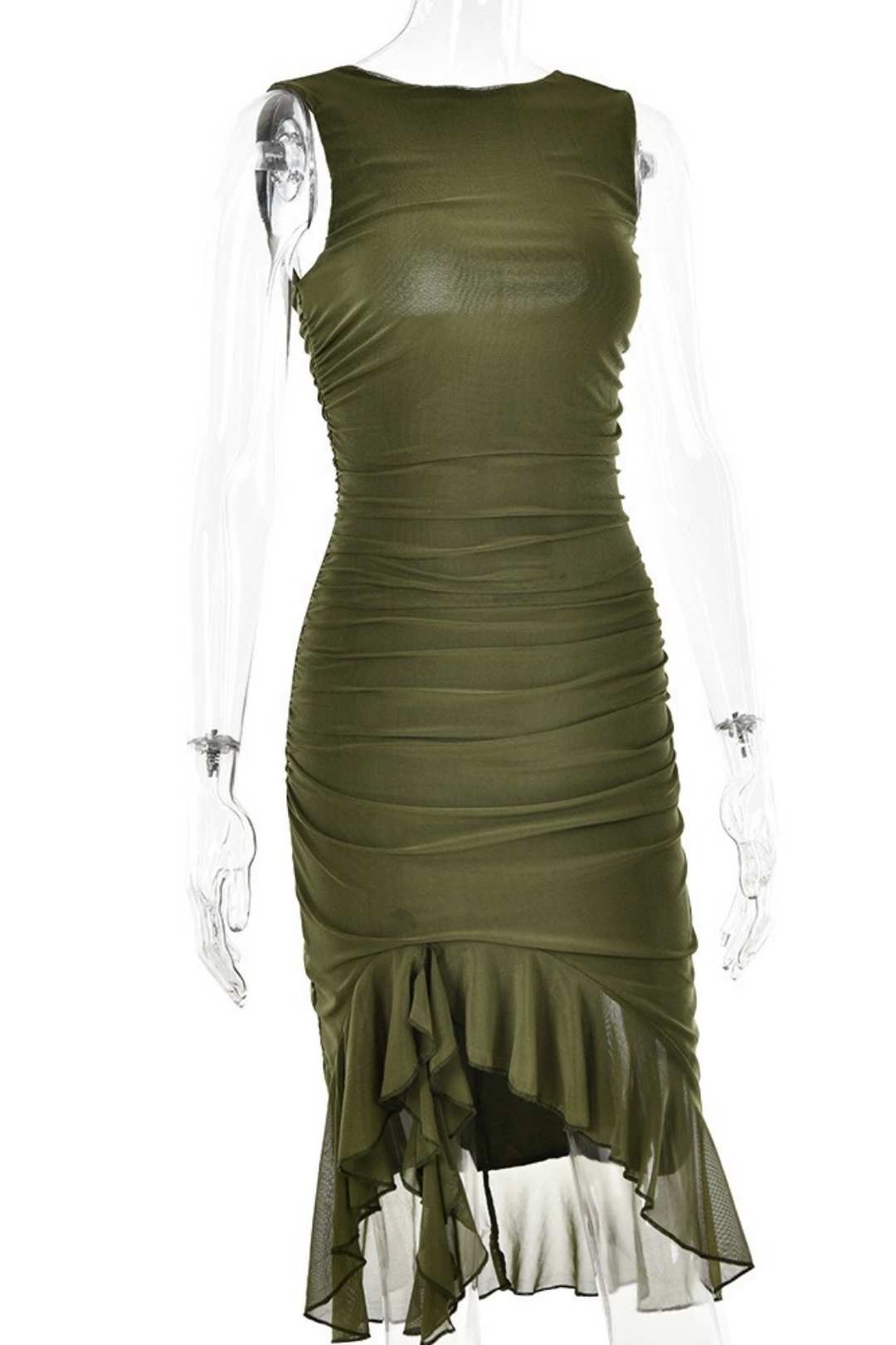 Tight Backless Pleated Midi Skirt