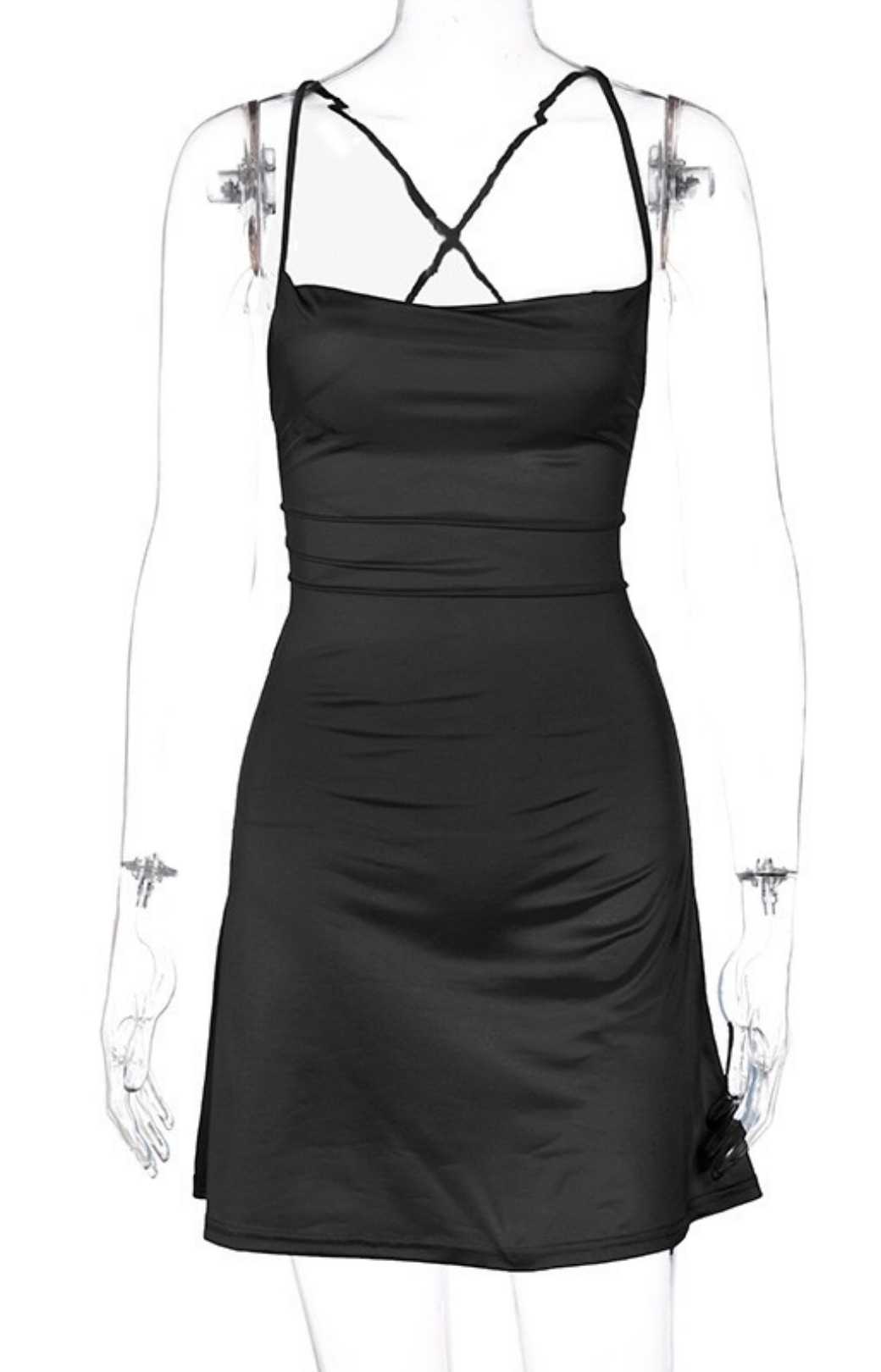 Hot Products New Lace-up Backless Suspender Dress