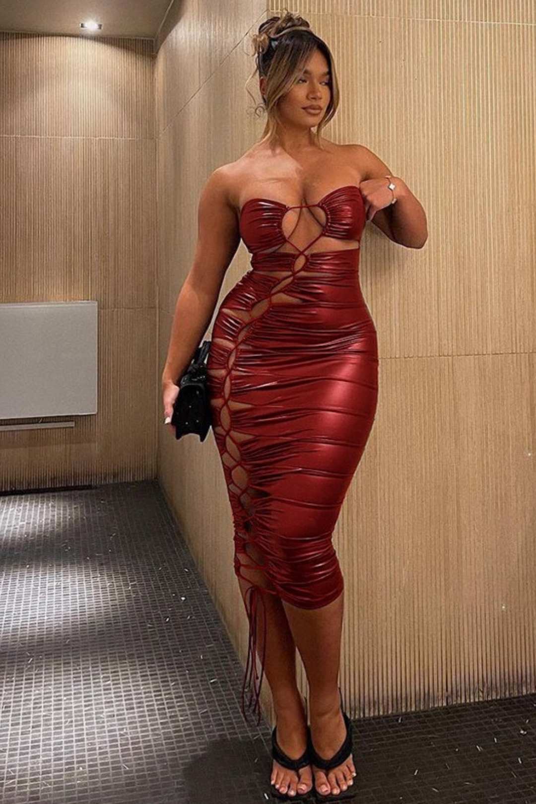 Autumn Tube Top Hollow Slimming Sexy Lady Style