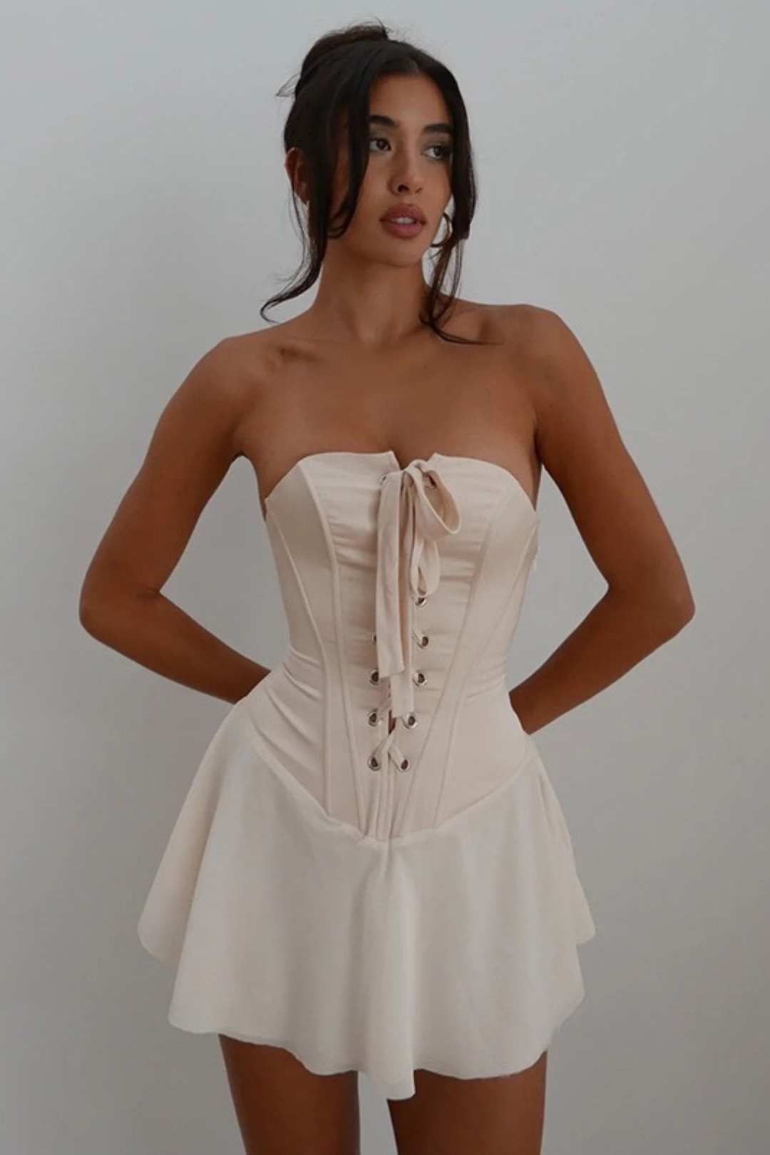 Sexy One-line Collar Tube Top Lotus Strapless Dress