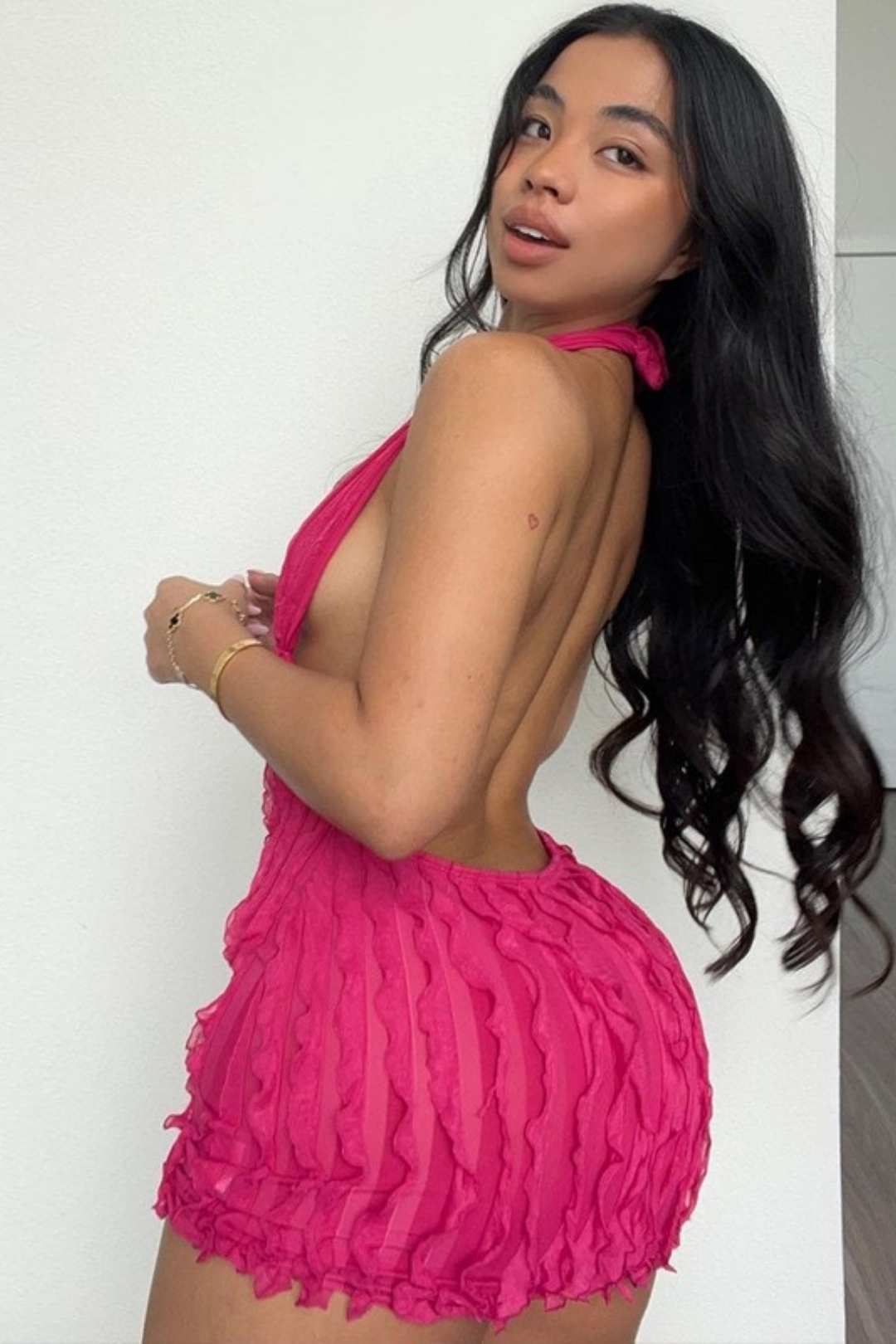 Best-selling Water Ripple Sexy Halterneck Backless Dress