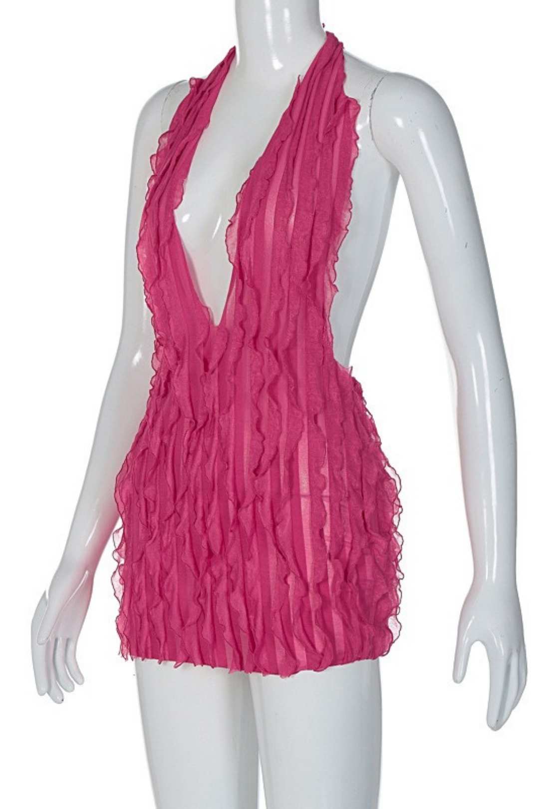 Best-selling Water Ripple Sexy Halterneck Backless Dress