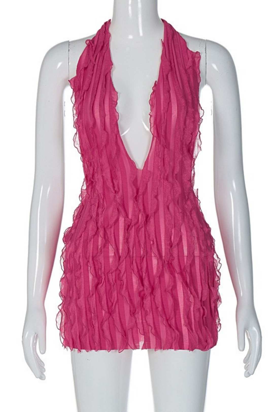 Best-selling Water Ripple Sexy Halterneck Backless Dress