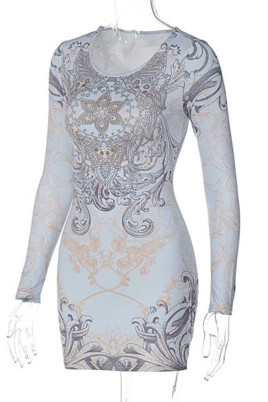 Shiny Hot Diamond Long-sleeved Buttocks Dress