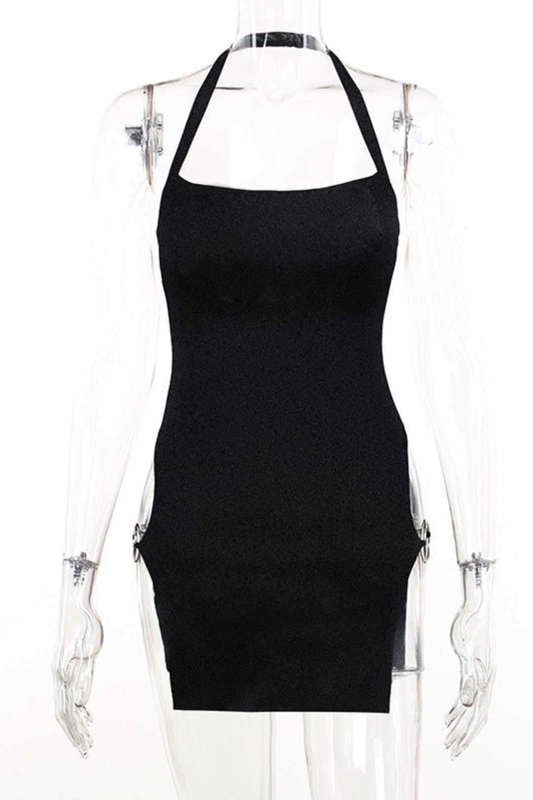 Hottie Sexy Slit Slim Halterneck Dress