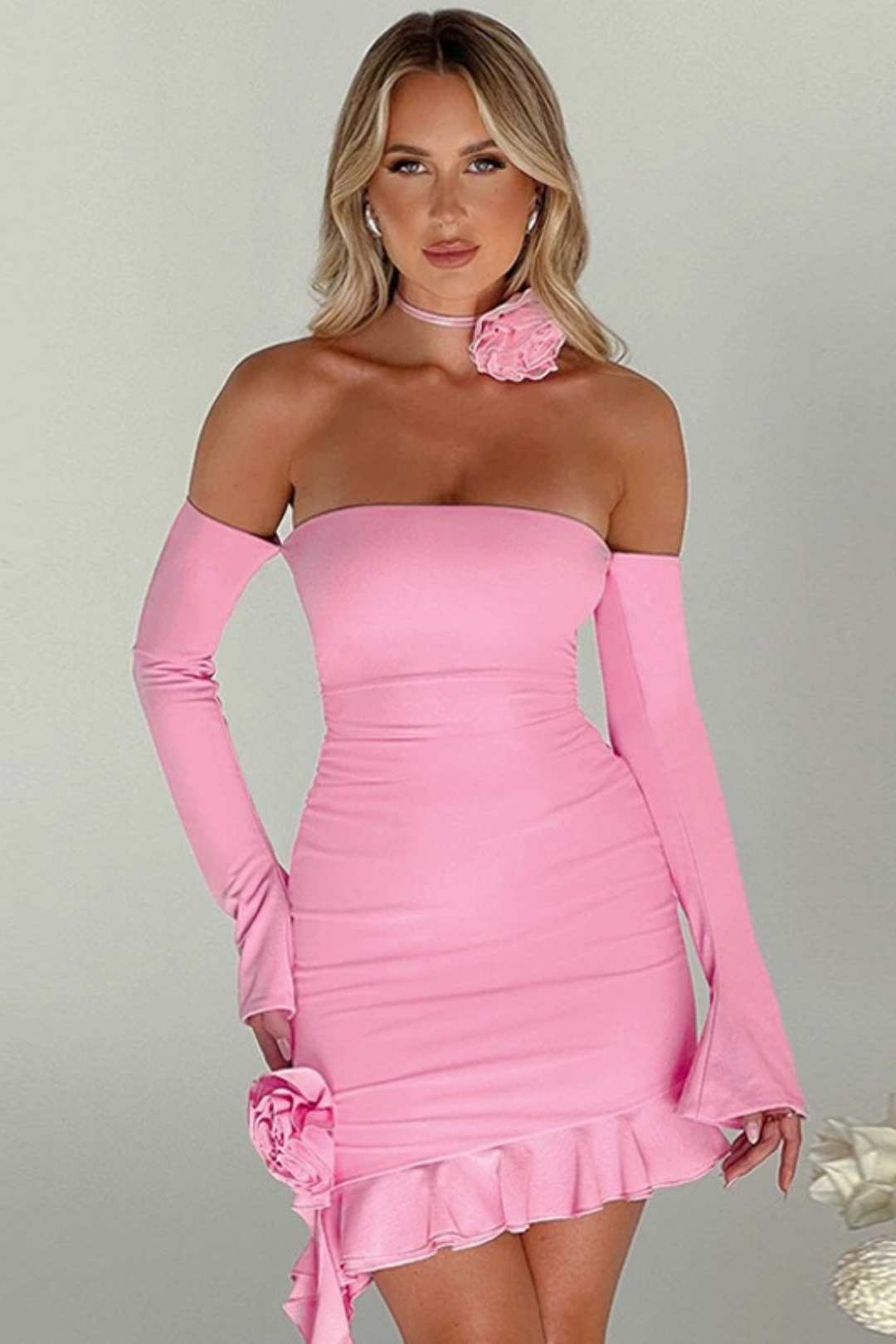 Sexy Ruffled Hip-covering Tube Top Dress