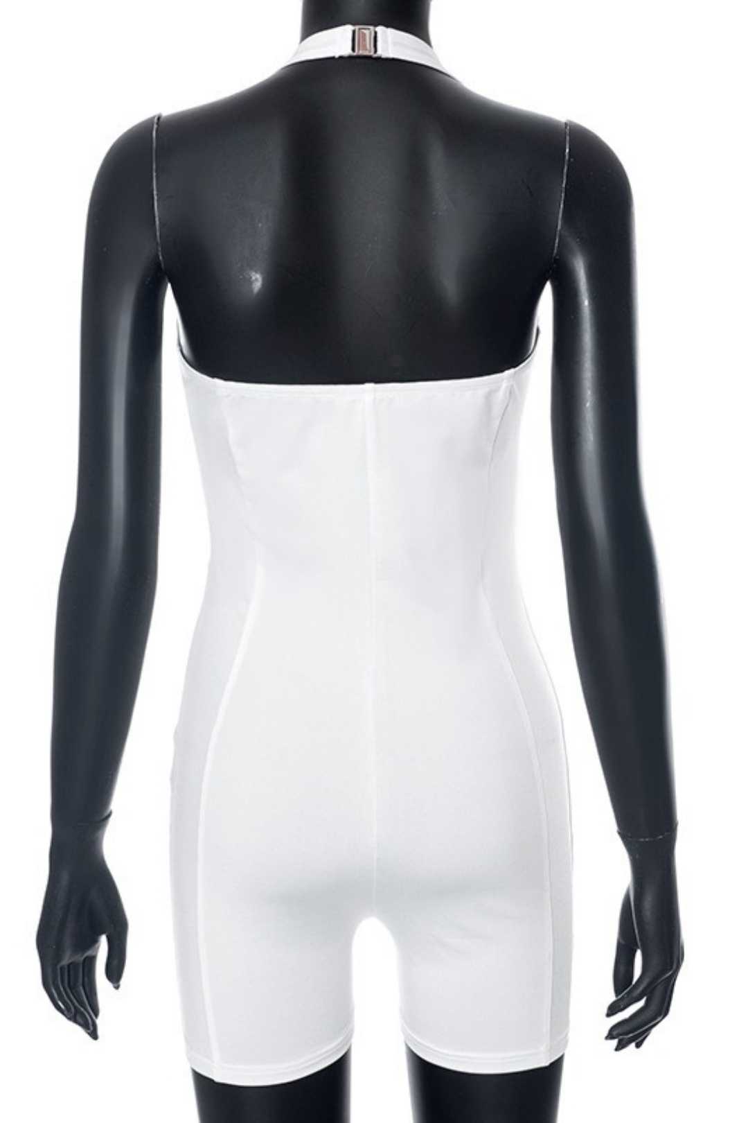 Halterneck Sleeveless Large Backless Slim Short Jumpsuit
