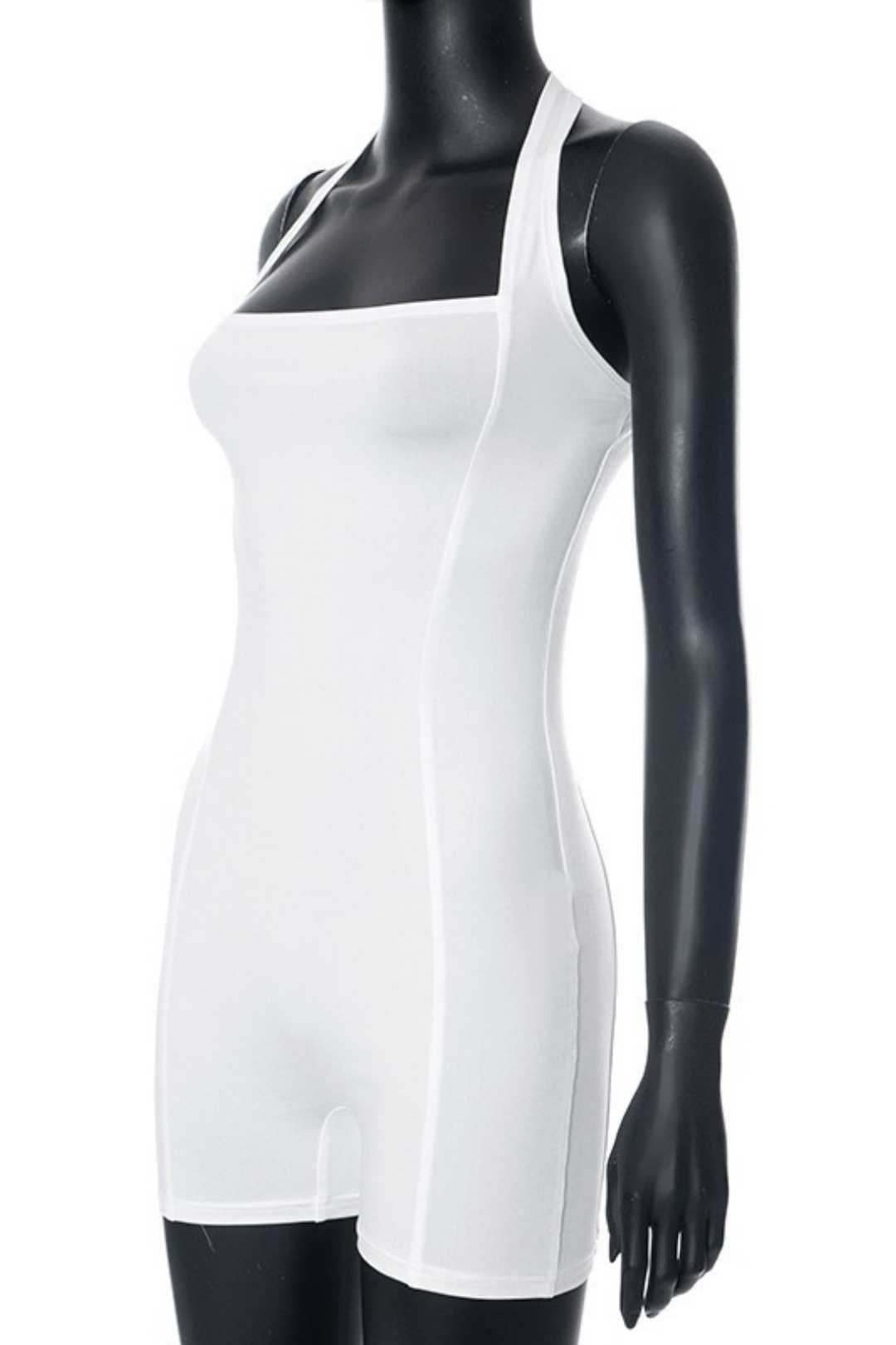 Halterneck Sleeveless Large Backless Slim Short Jumpsuit