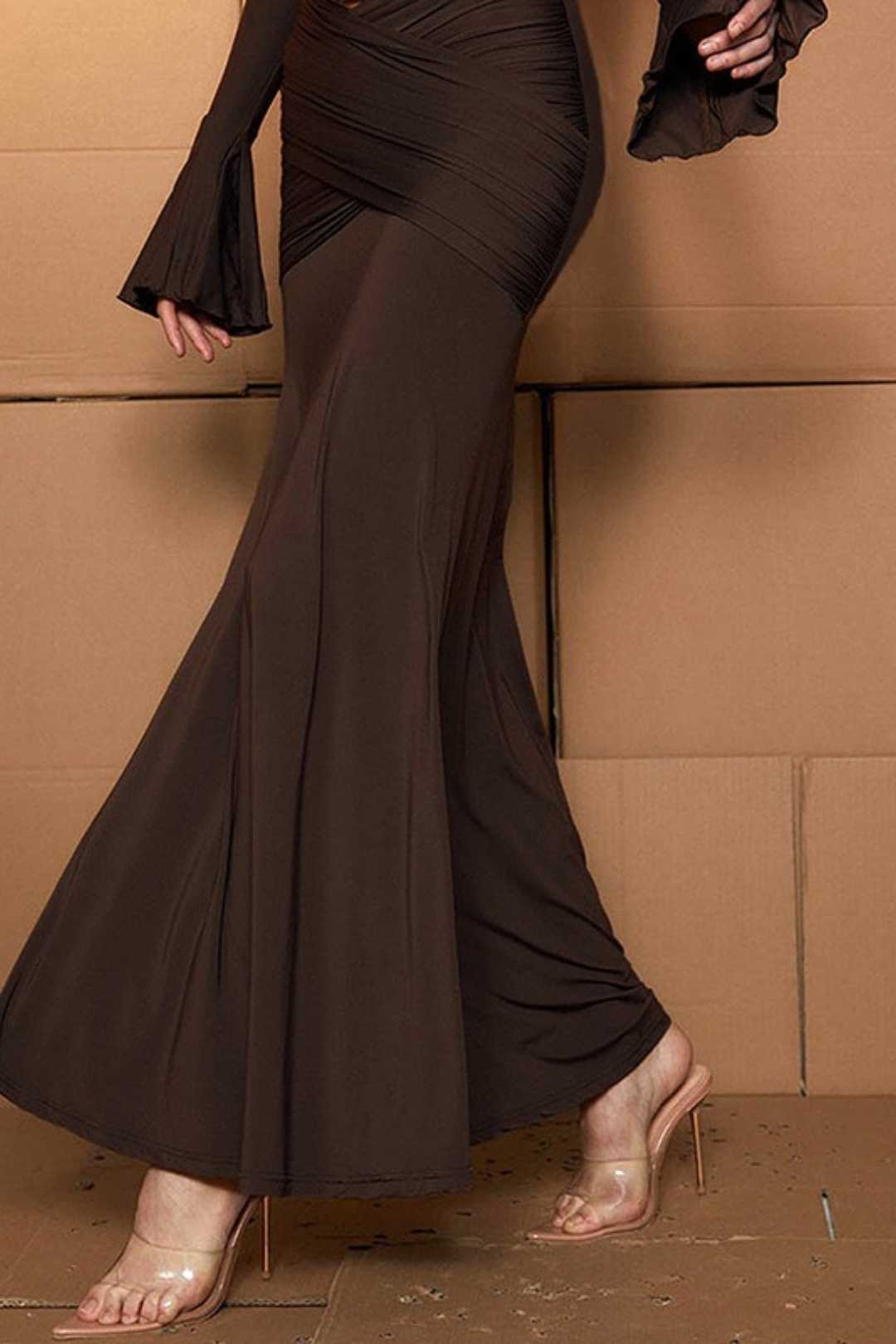 Long-sleeved Chest-wrapped Long Skirt Fashion Hot Girl Suit