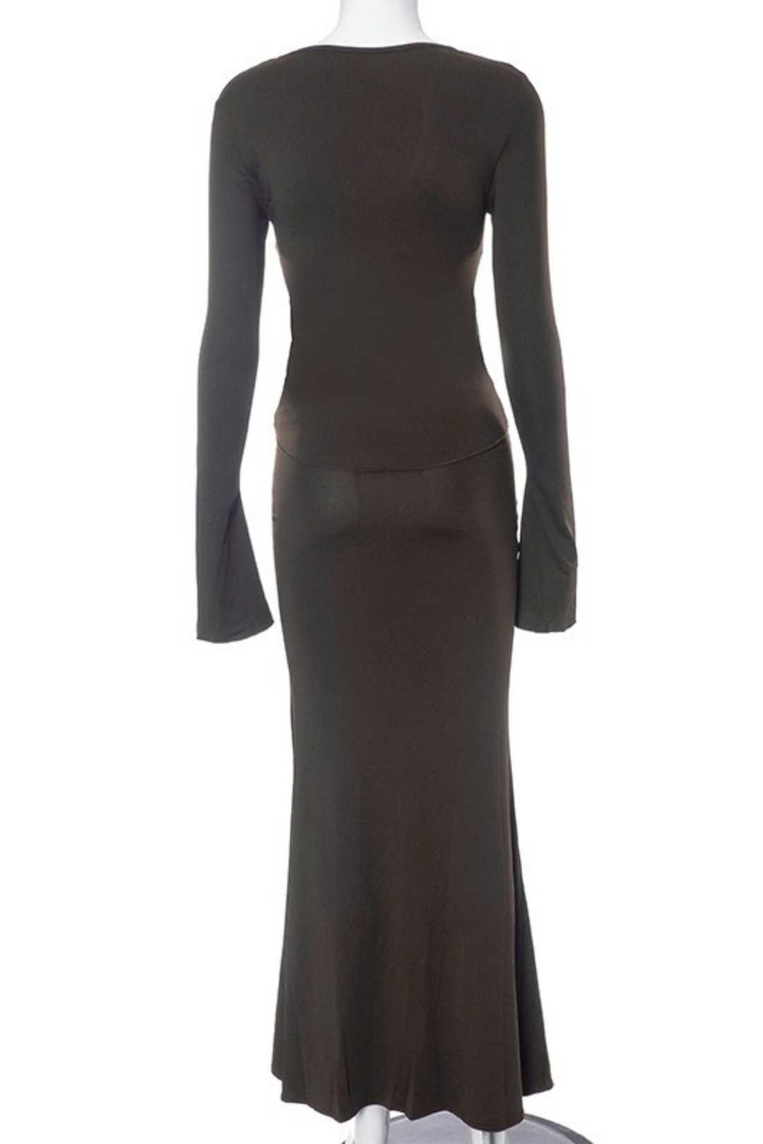 Long-sleeved Chest-wrapped Long Skirt Fashion Hot Girl Suit