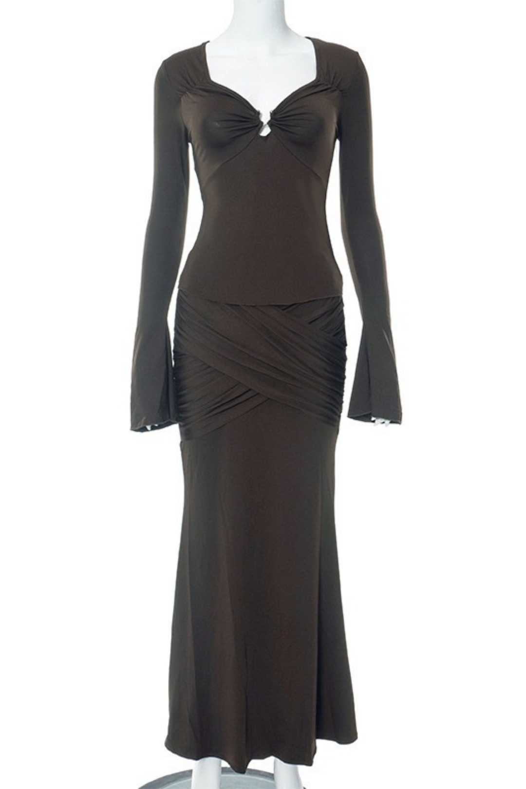 Long-sleeved Chest-wrapped Long Skirt Fashion Hot Girl Suit