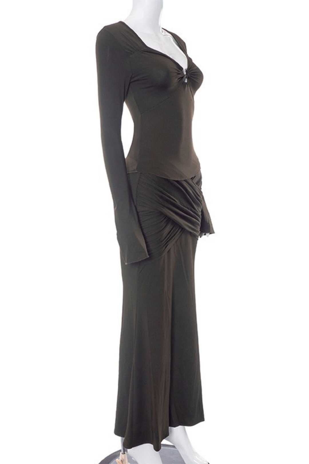 Long-sleeved Chest-wrapped Long Skirt Fashion Hot Girl Suit