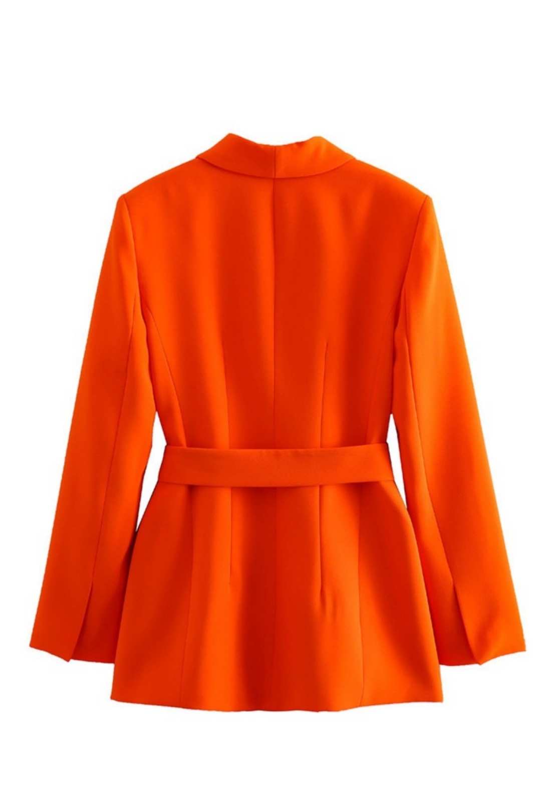 Solid Color Belted Suit Jacket