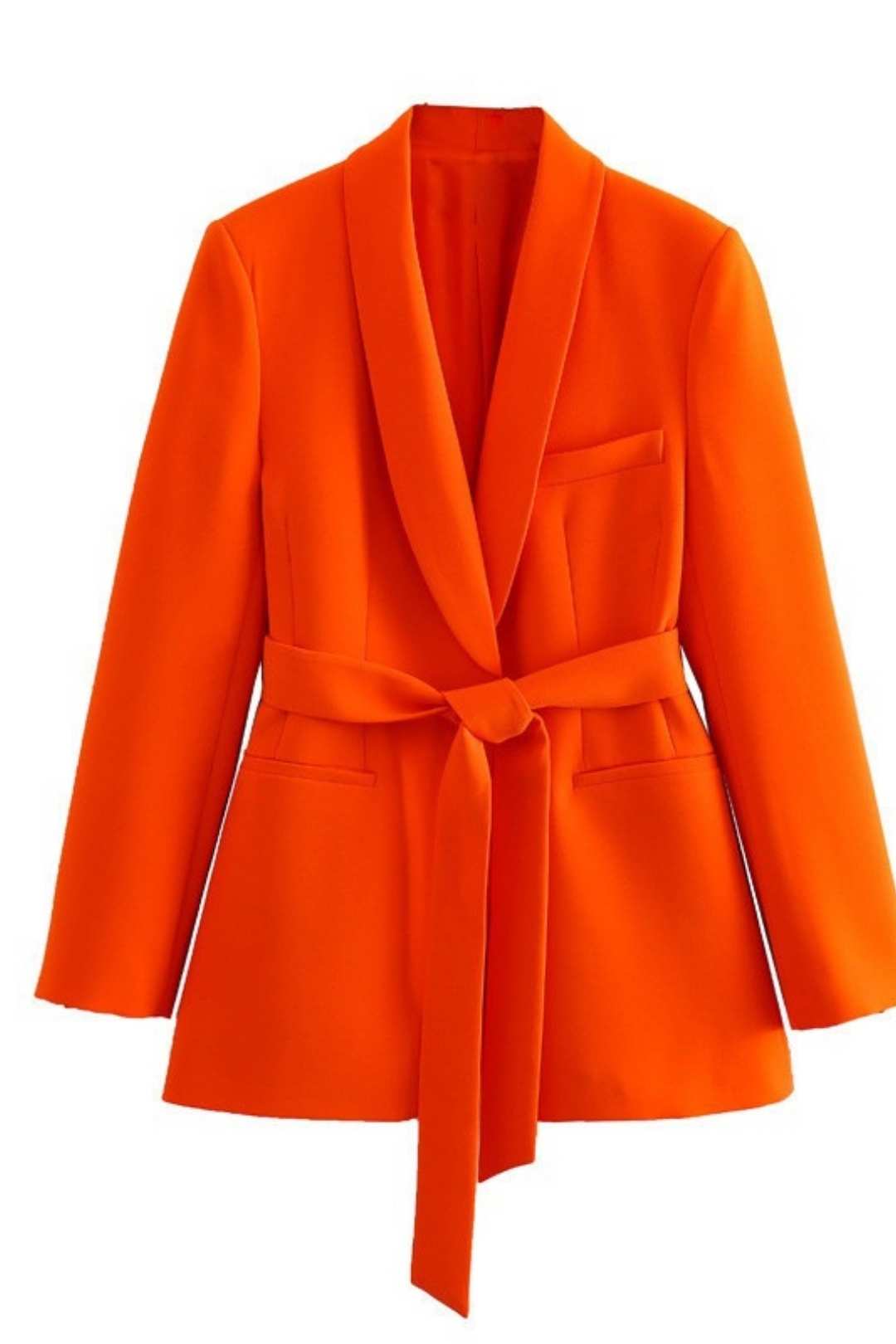 Solid Color Belted Suit Jacket