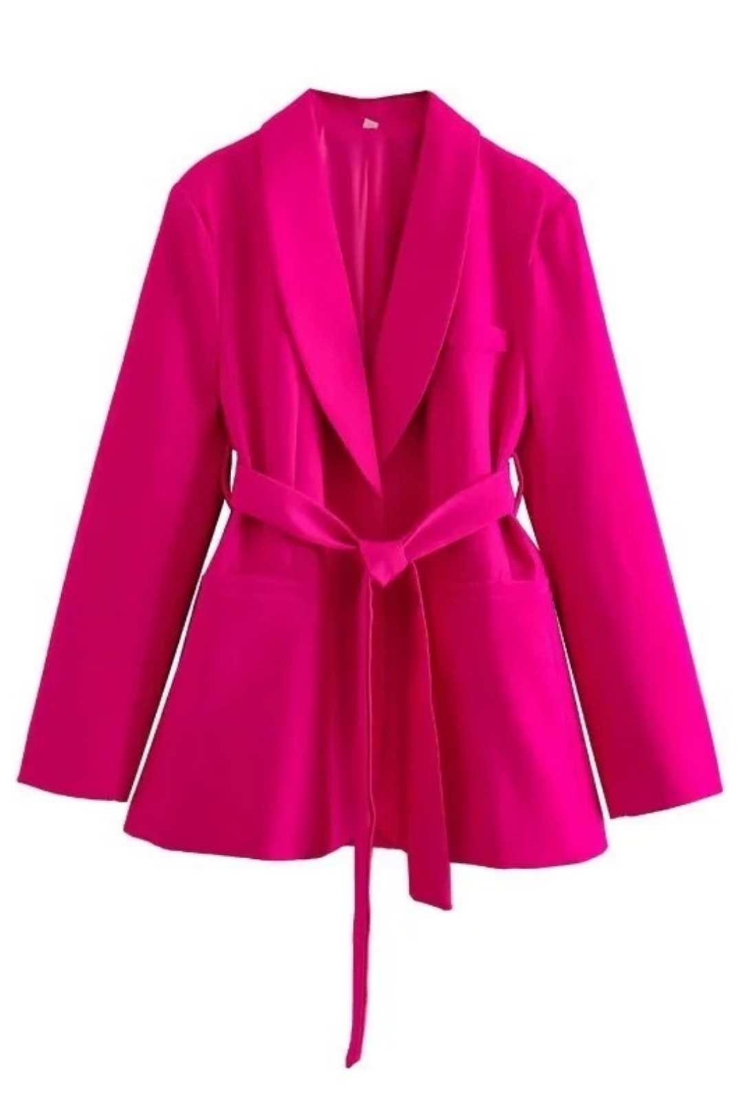 Solid Color Belted Suit Jacket